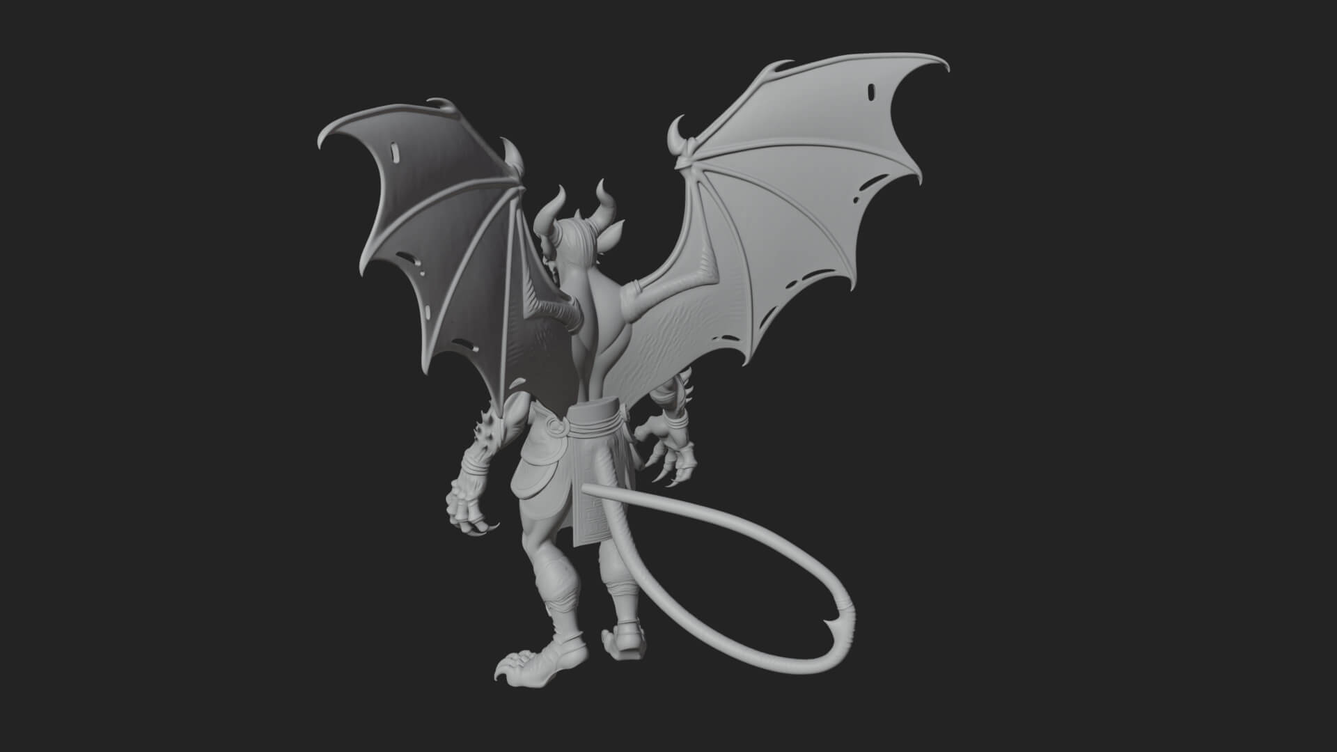 Winged Horned Demon Statue Design 14 3d Print Model 3D Model