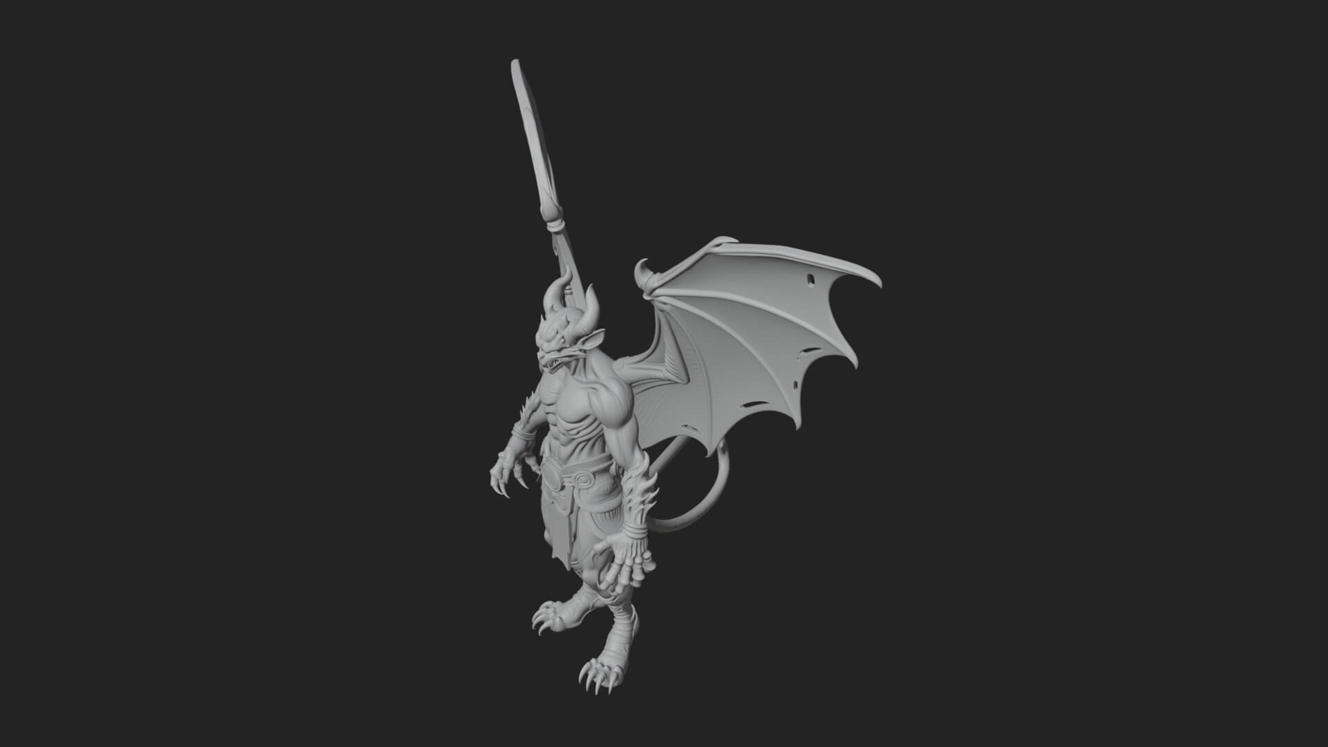 Winged Horned Demon Statue Design 14 3d Print Model 3D Model