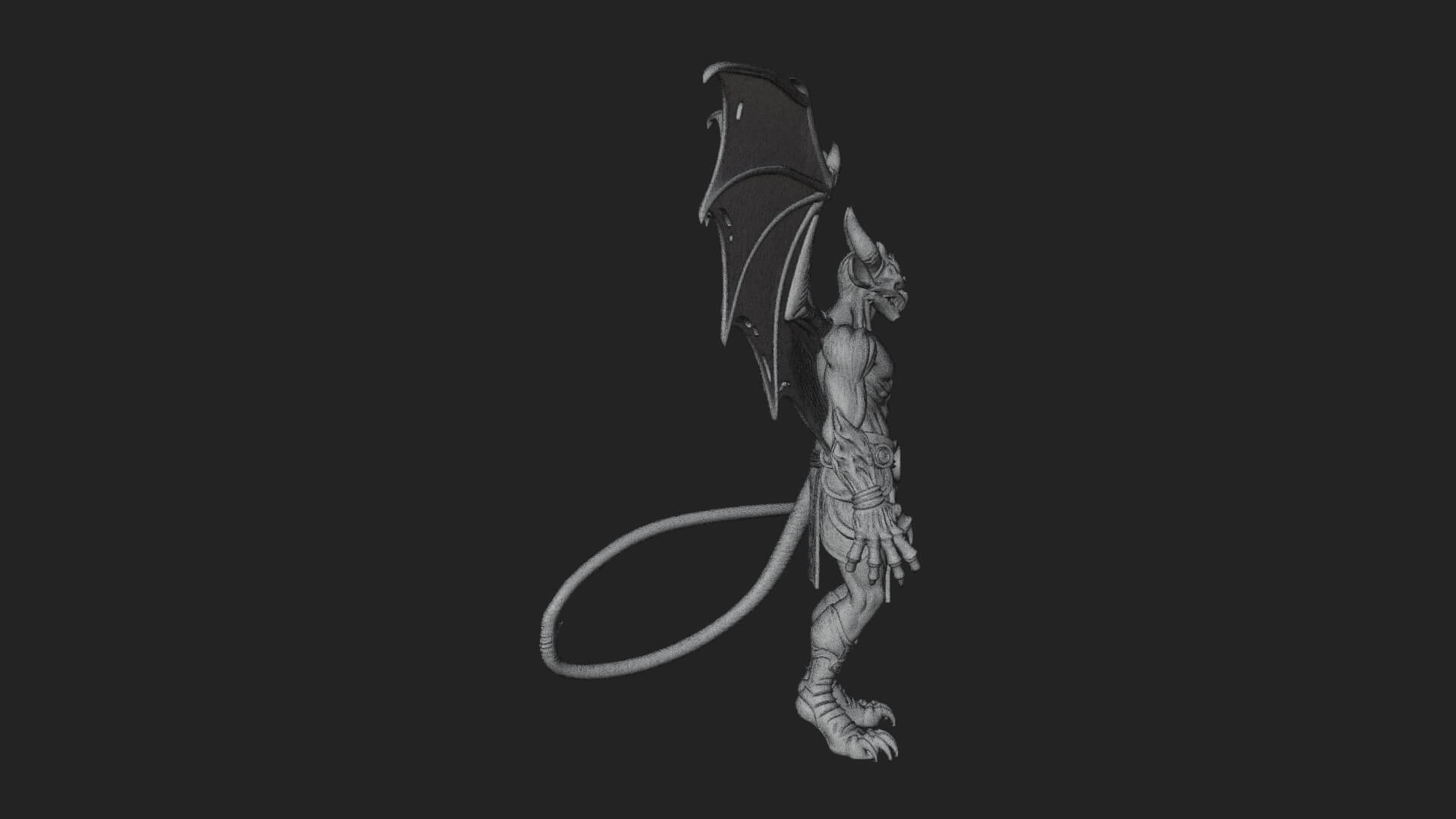 Winged Horned Demon Statue Design 14 3d Print Model 3D Model