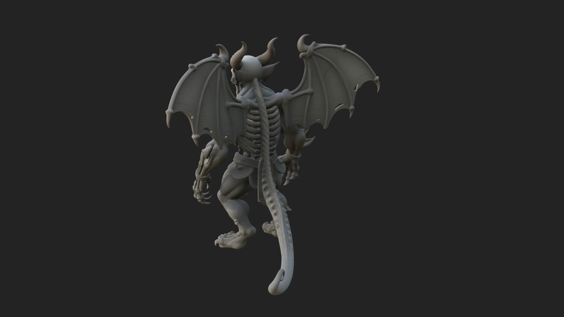 Winged Horned Demon Statue Design 15 3D Print Model 3D Model