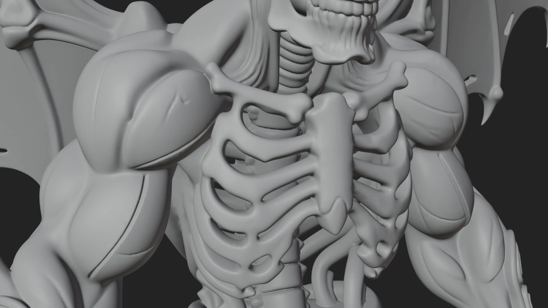 Winged Horned Demon Statue Design 15 3D Print Model 3D Model