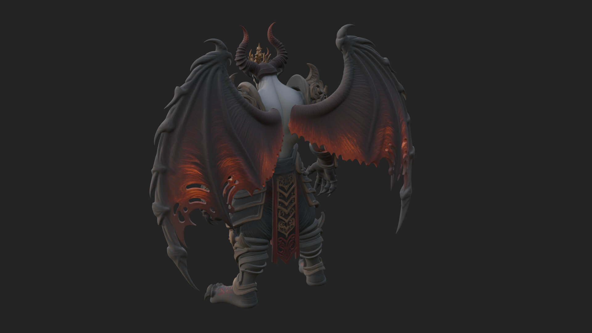 Winged Horned Demon Statue Design 16 3D Print Model 3D Model