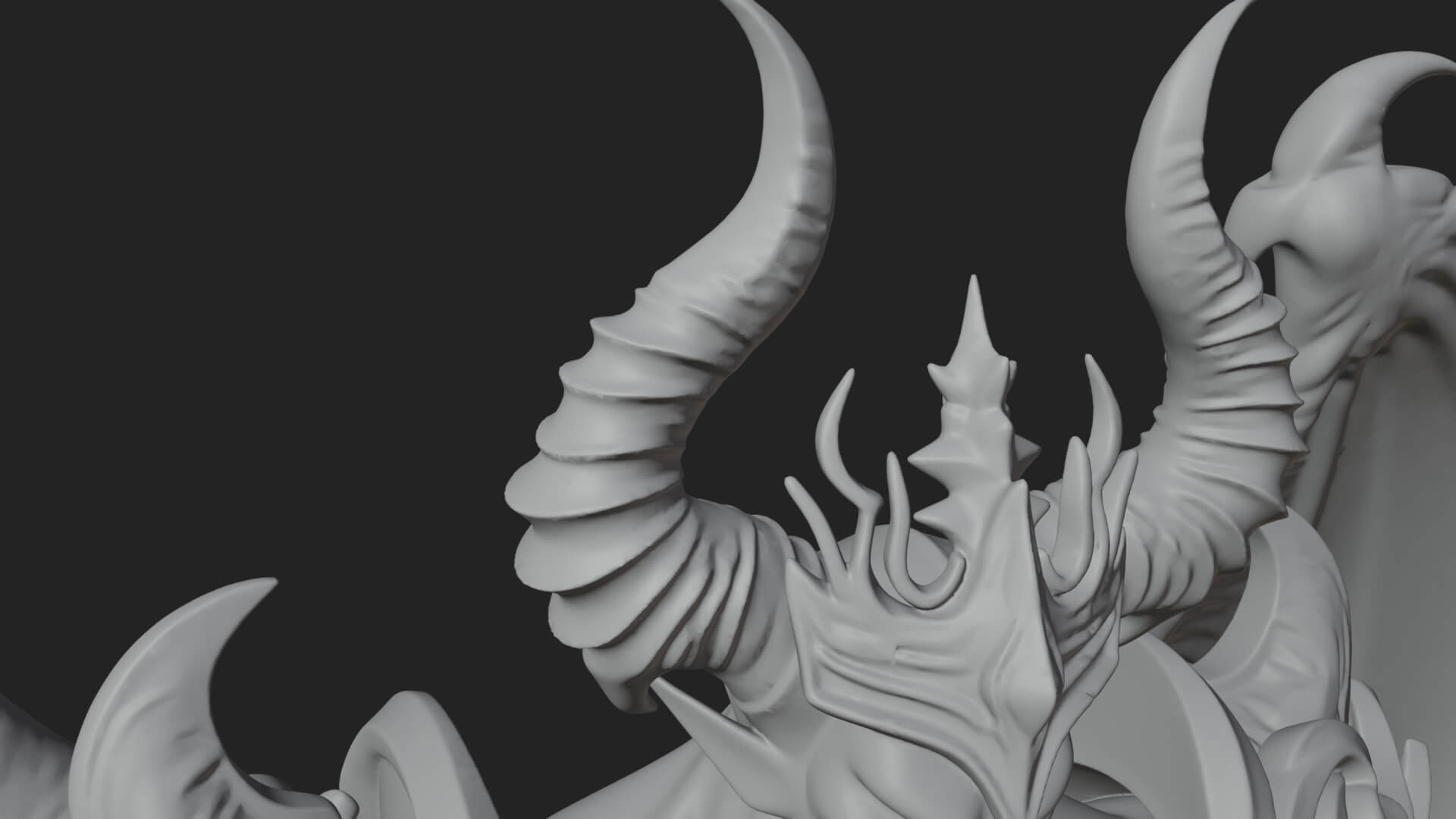 Winged Horned Demon Statue Design 16 3D Print Model 3D Model