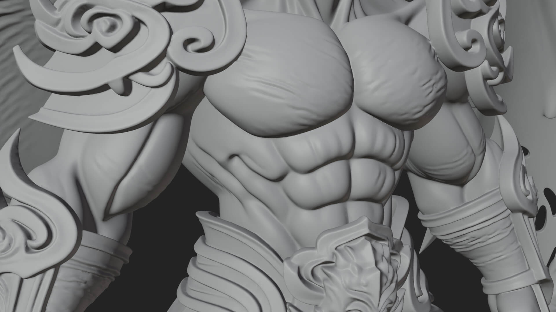 Winged Horned Demon Statue Design 16 3D Print Model 3D Model