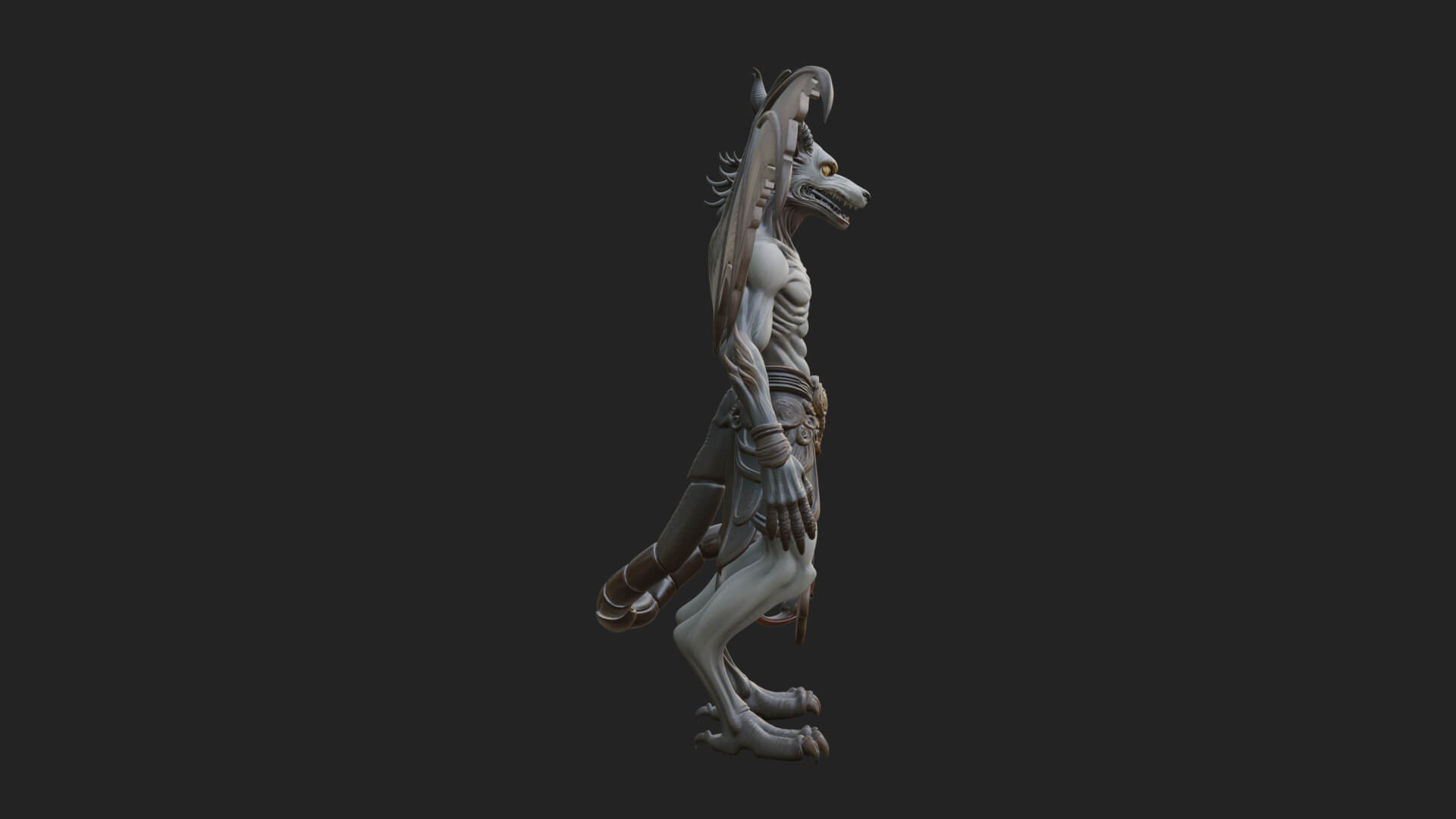 Winged Horned Demon Statue Design 17 3D Print Model 3D Model