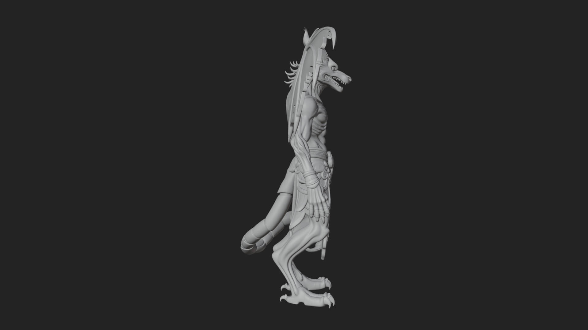 Winged Horned Demon Statue Design 17 3D Print Model 3D Model