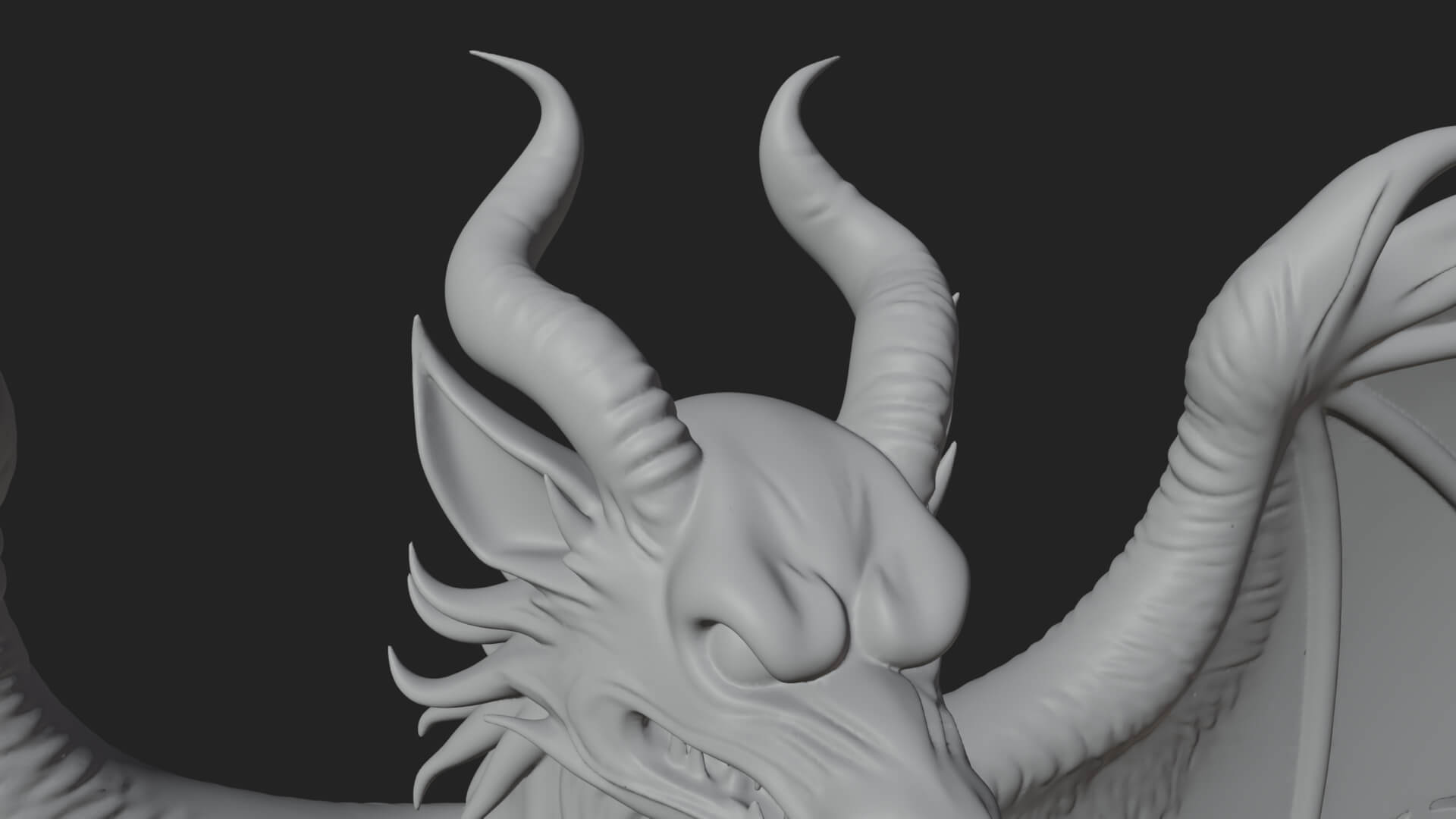 Winged Horned Demon Statue Design 17 3D Print Model 3D Model