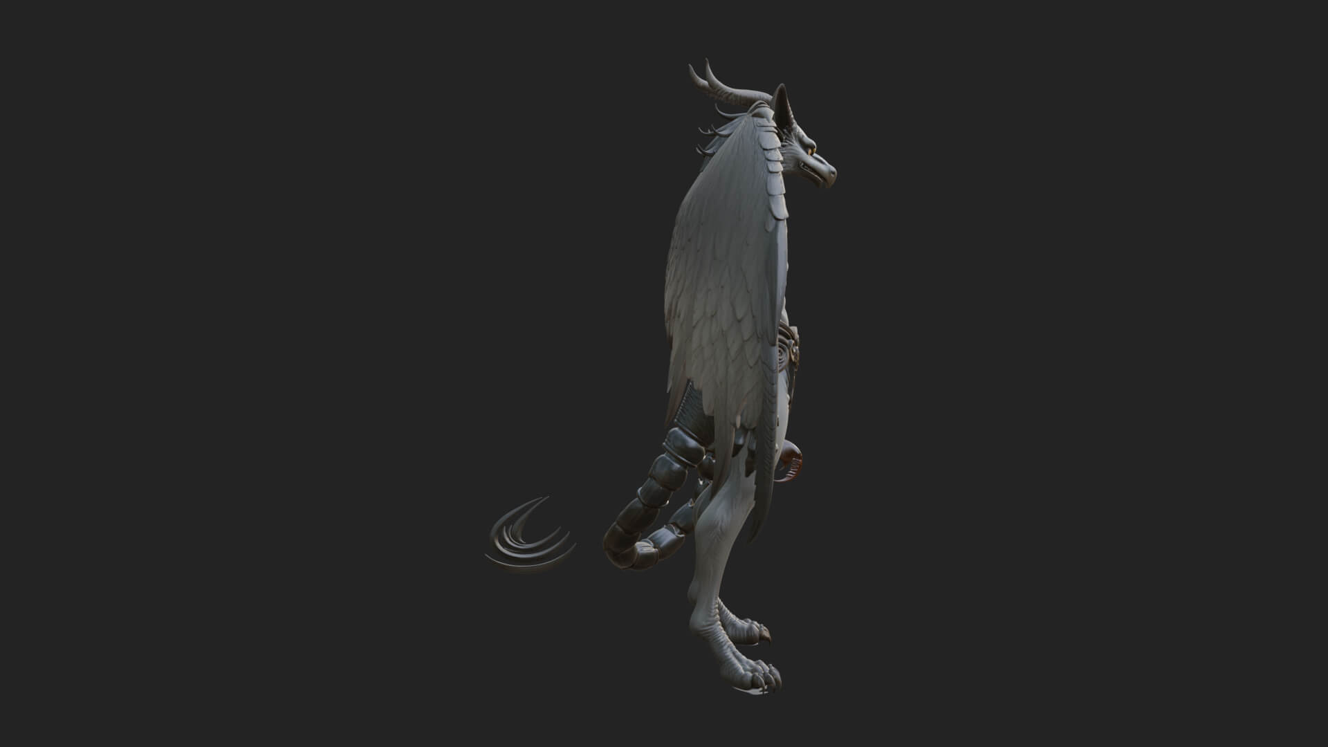 Winged Horned Demon Statue Design 18 3D Print Model 3D Model
