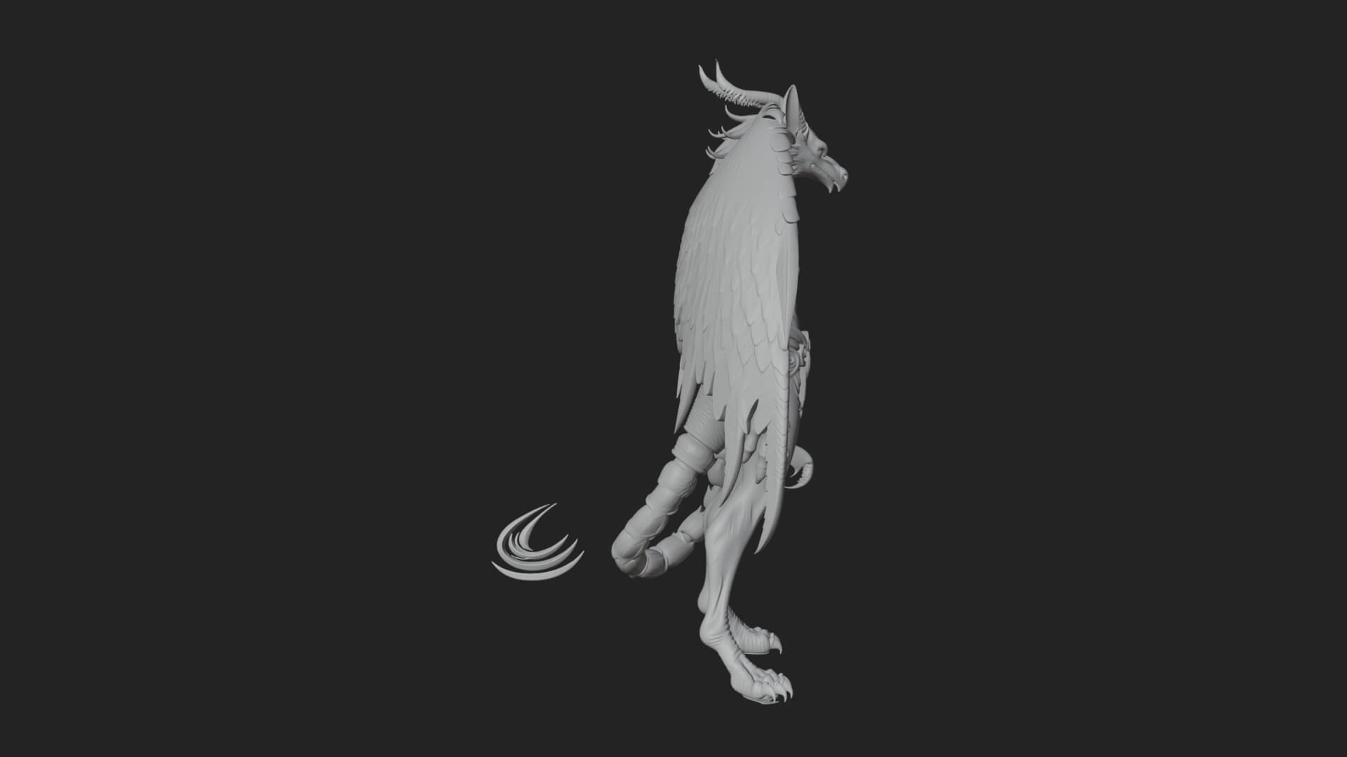 Winged Horned Demon Statue Design 18 3D Print Model 3D Model