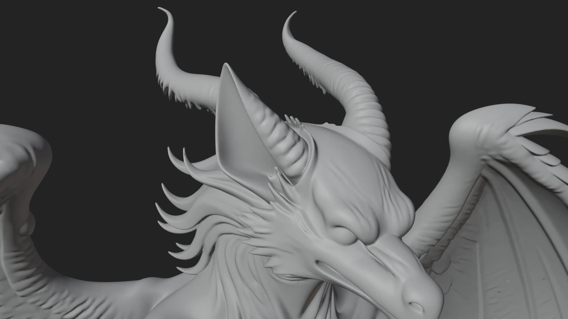 Winged Horned Demon Statue Design 18 3D Print Model 3D Model