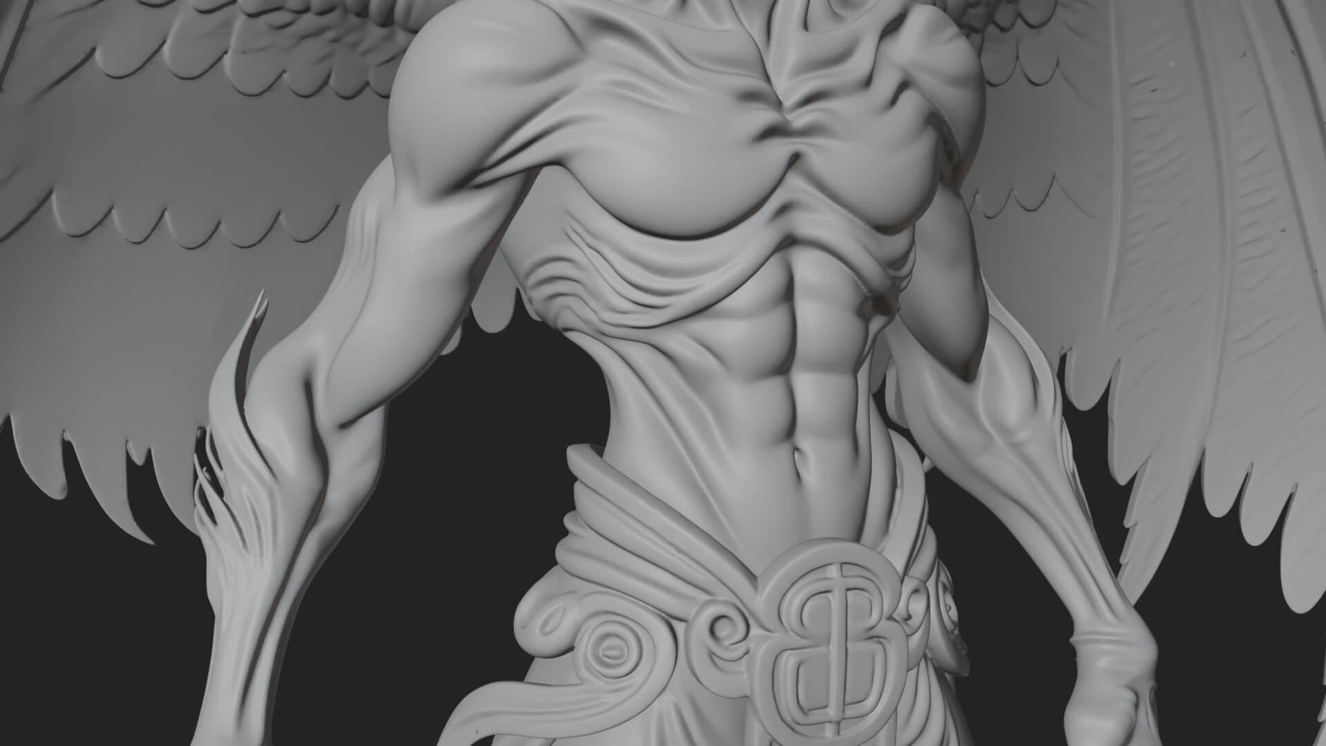 Winged Horned Demon Statue Design 18 3D Print Model 3D Model