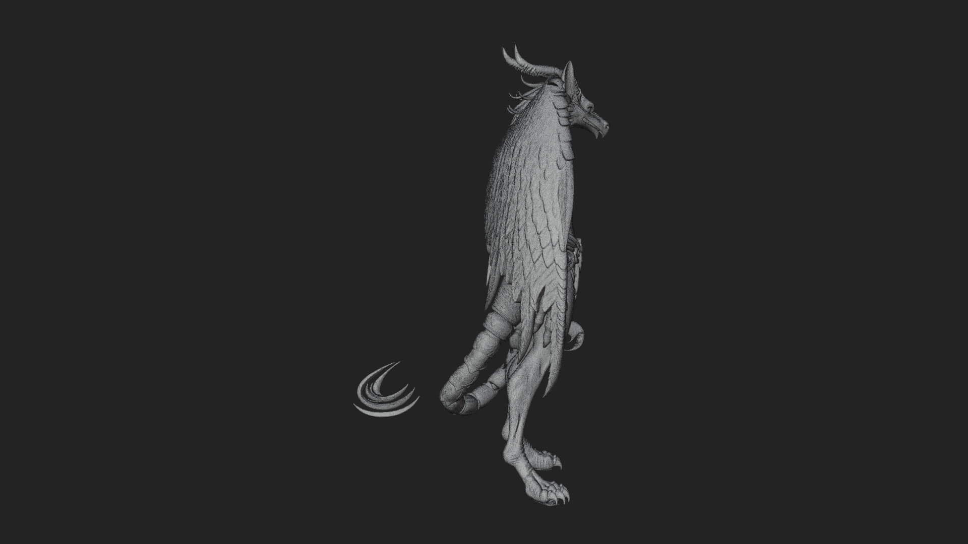 Winged Horned Demon Statue Design 18 3D Print Model 3D Model