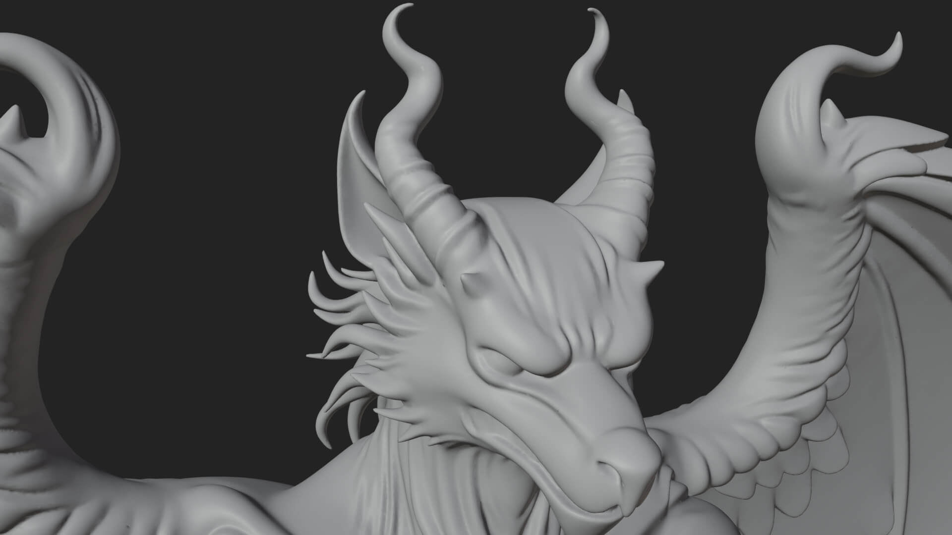 Winged Horned Demon Statue Design 19 3D Print Model 3D Model