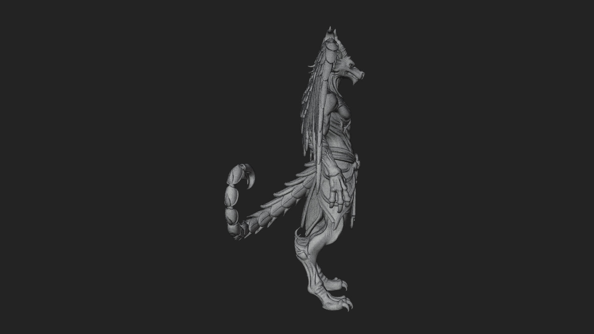 Winged Horned Demon Statue Design 19 3D Print Model 3D Model