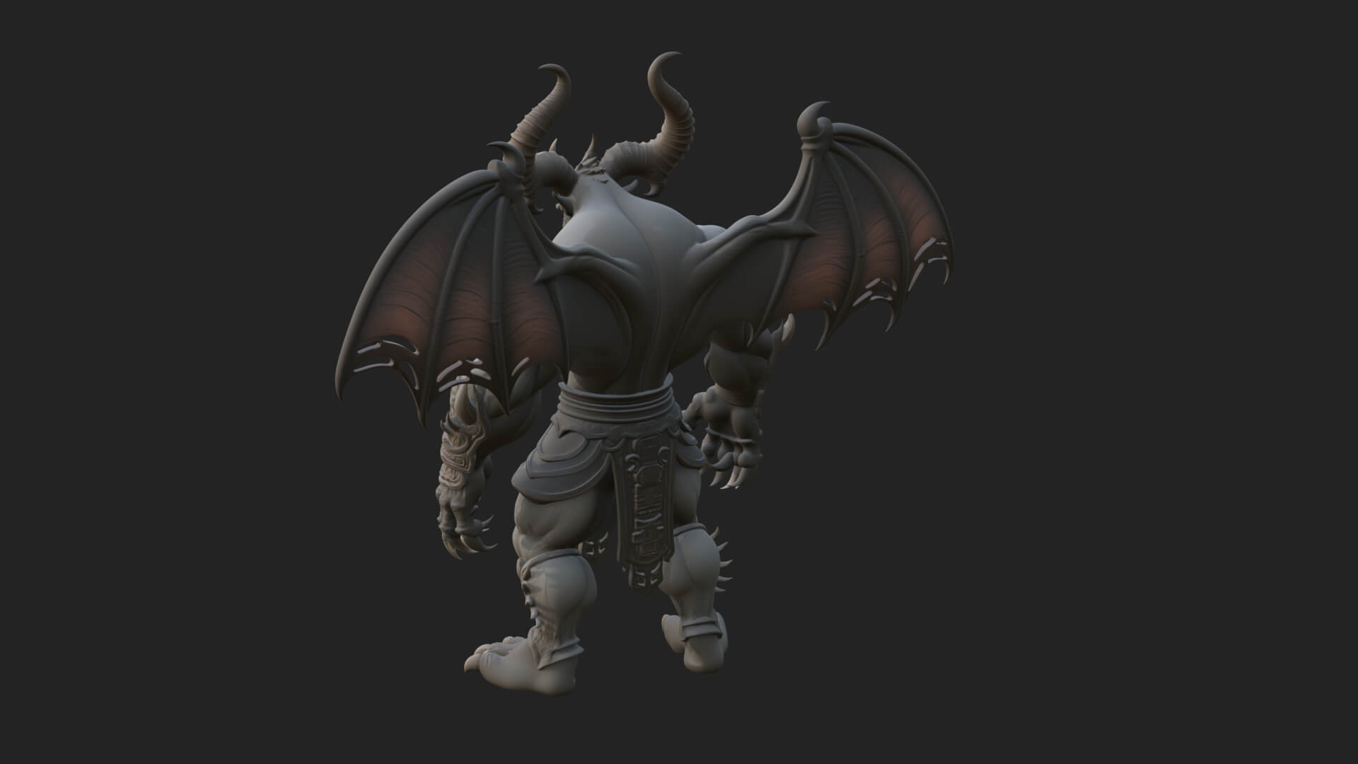 Winged Horned Demon Statue Design 2 3D Print Model 3D Model