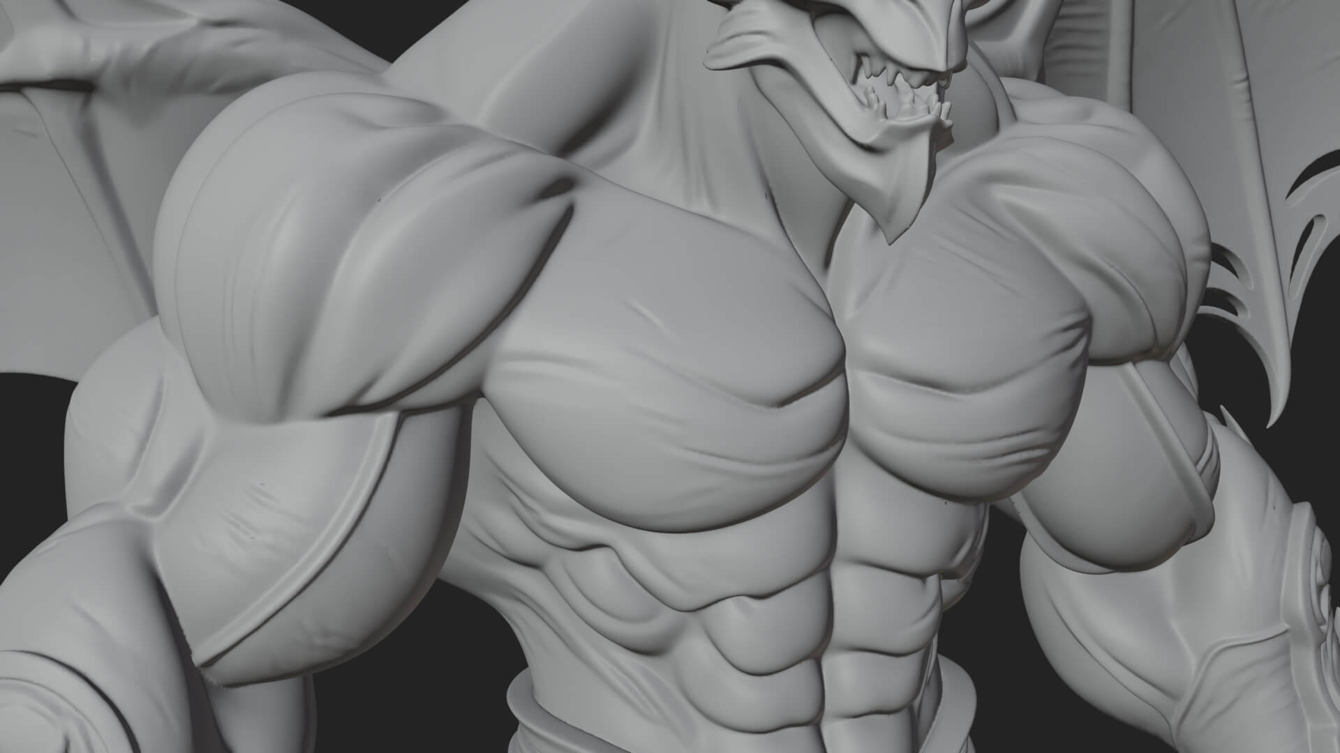Winged Horned Demon Statue Design 2 3D Print Model 3D Model