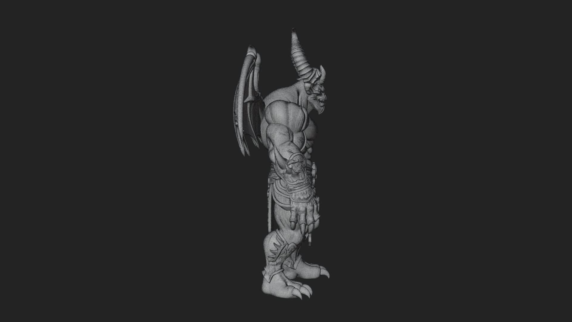 Winged Horned Demon Statue Design 2 3D Print Model 3D Model