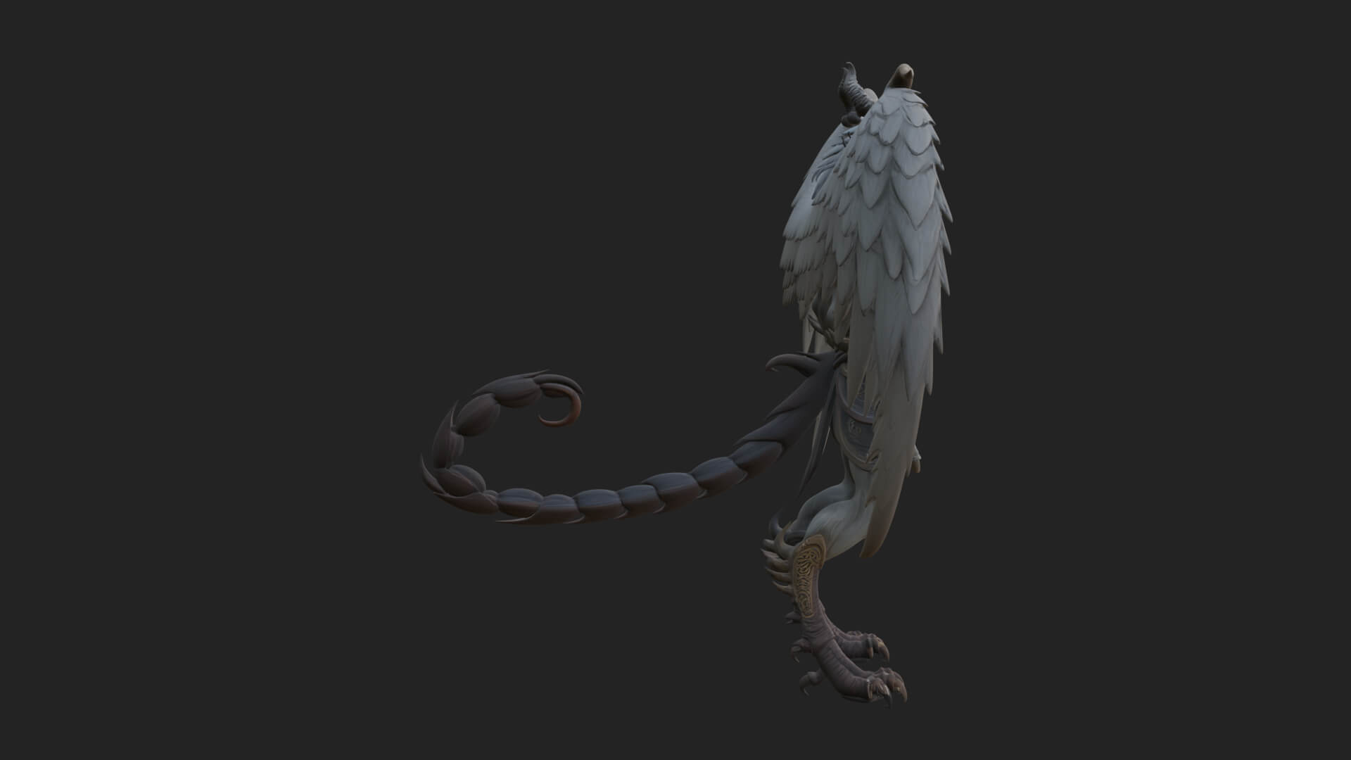 Winged Horned Demon Statue Design 20 3D Print Model 3D Model