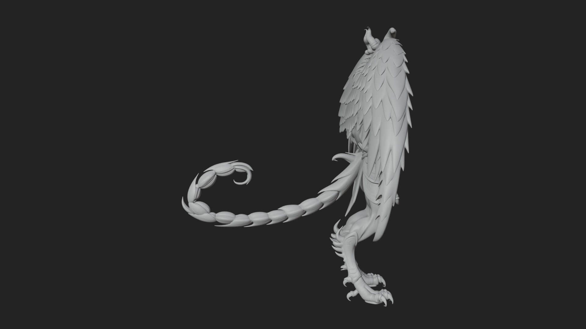 Winged Horned Demon Statue Design 20 3D Print Model 3D Model