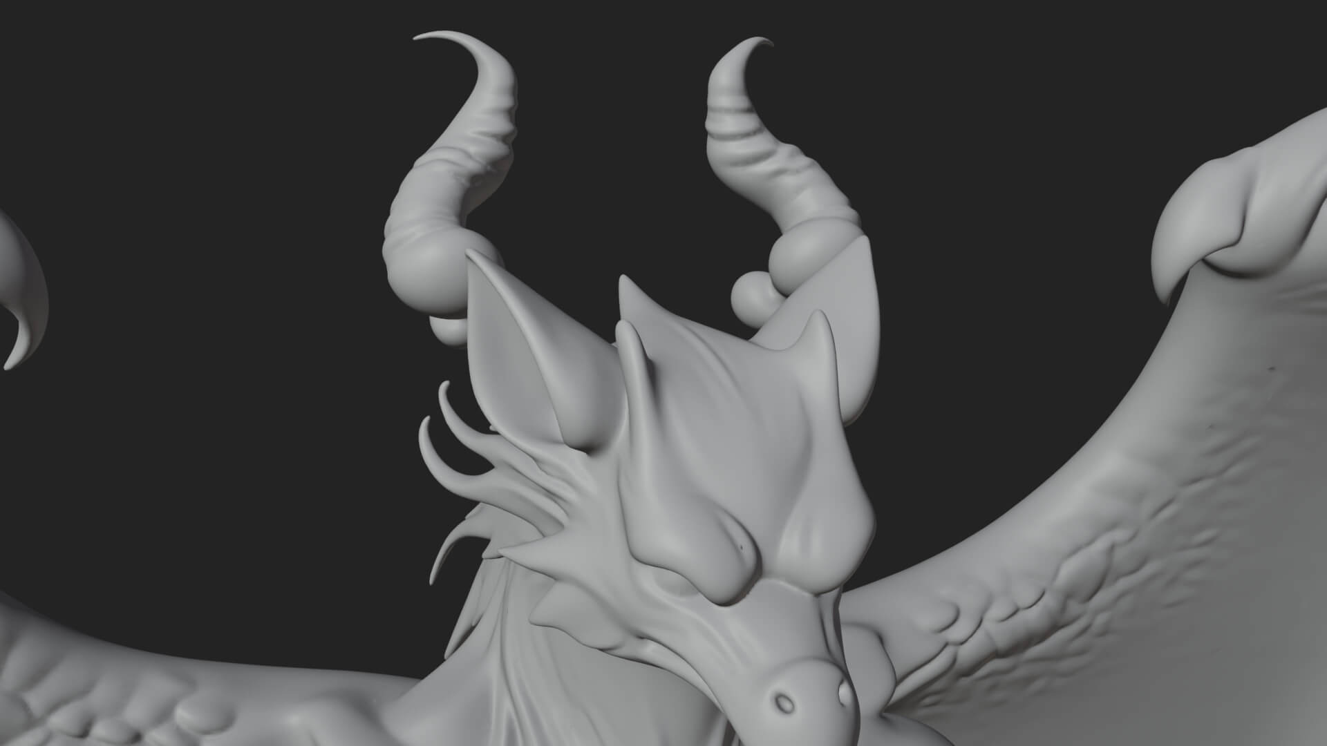 Winged Horned Demon Statue Design 20 3D Print Model 3D Model
