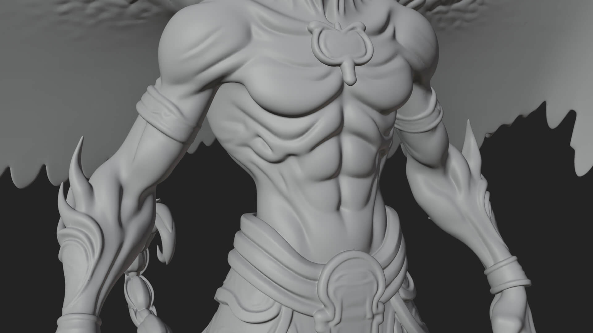 Winged Horned Demon Statue Design 20 3D Print Model 3D Model