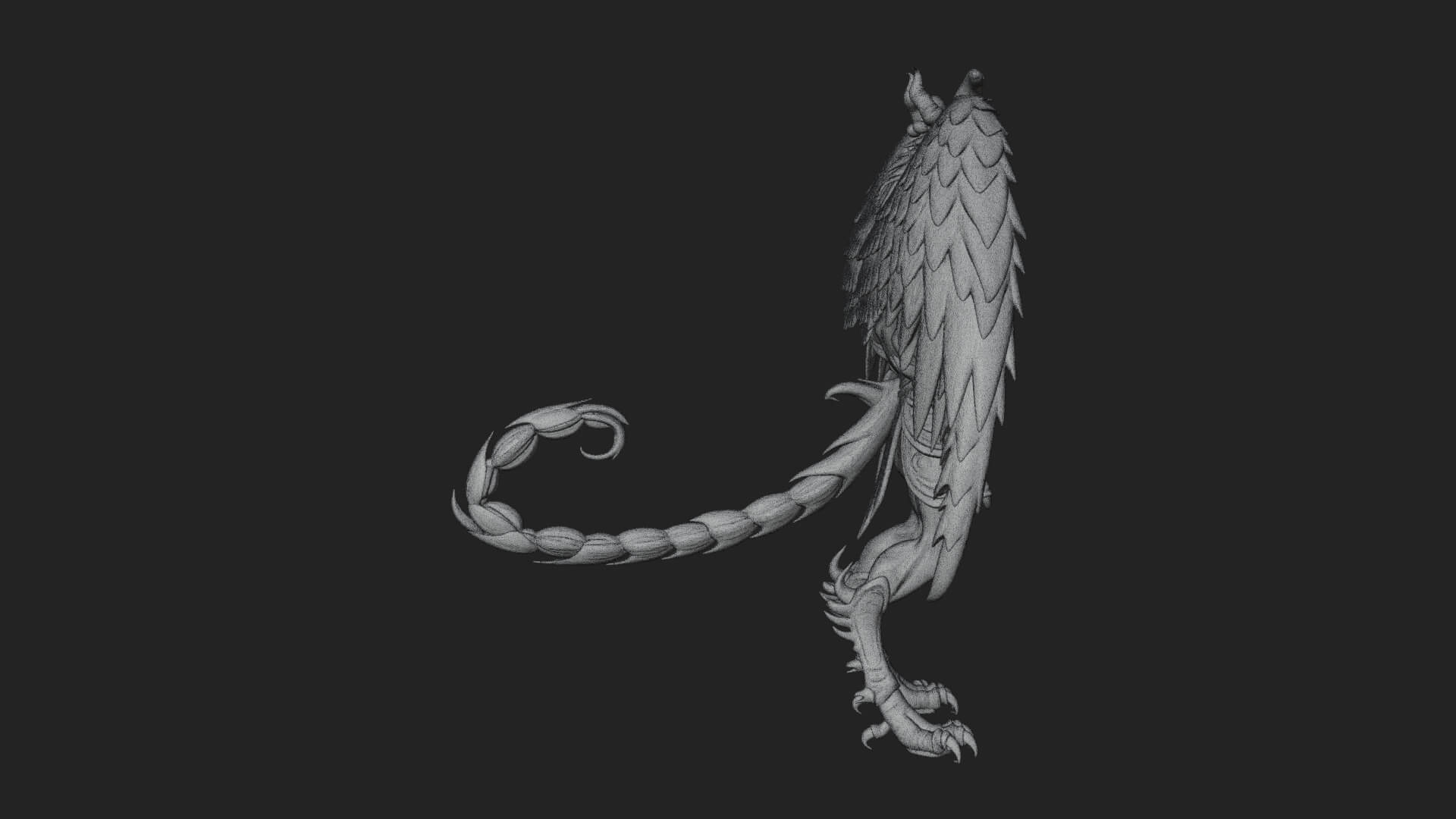 Winged Horned Demon Statue Design 20 3D Print Model 3D Model
