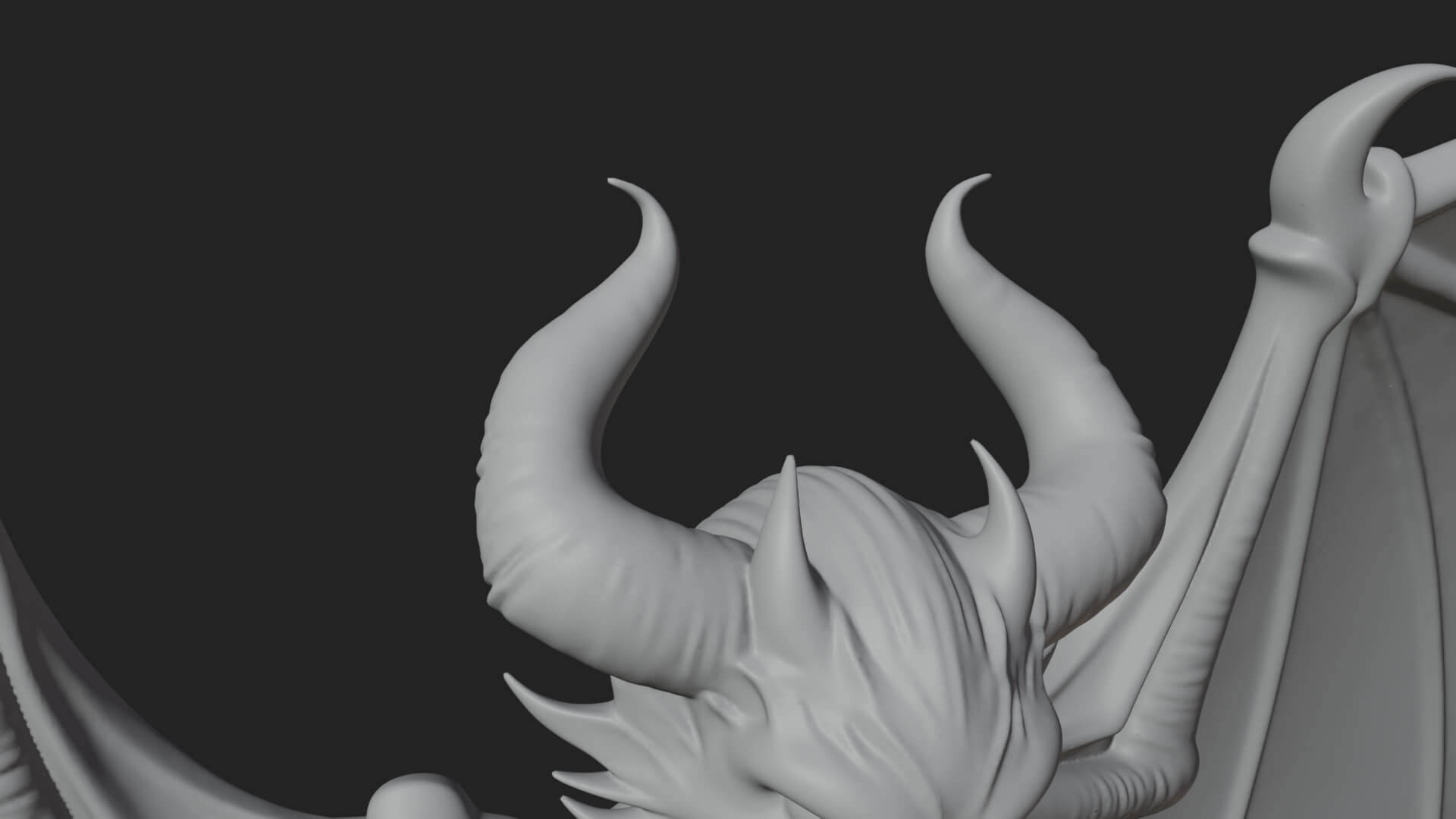 Winged Horned Demon Statue Design 3 3D Print Model 3D Model