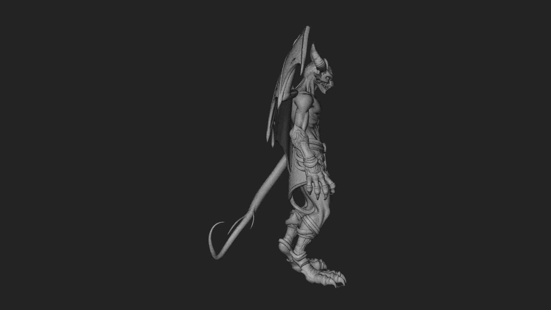 Winged Horned Demon Statue Design 3 3D Print Model 3D Model