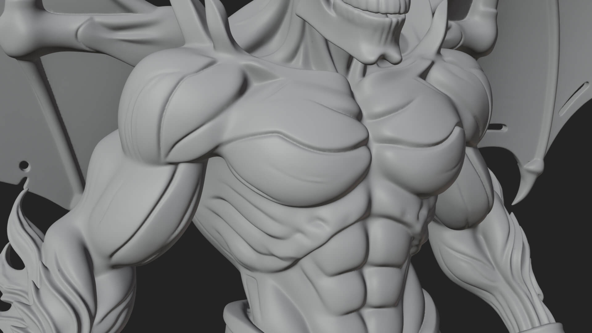 Winged Horned Demon Statue Design 4 3D Print Model 3D Model