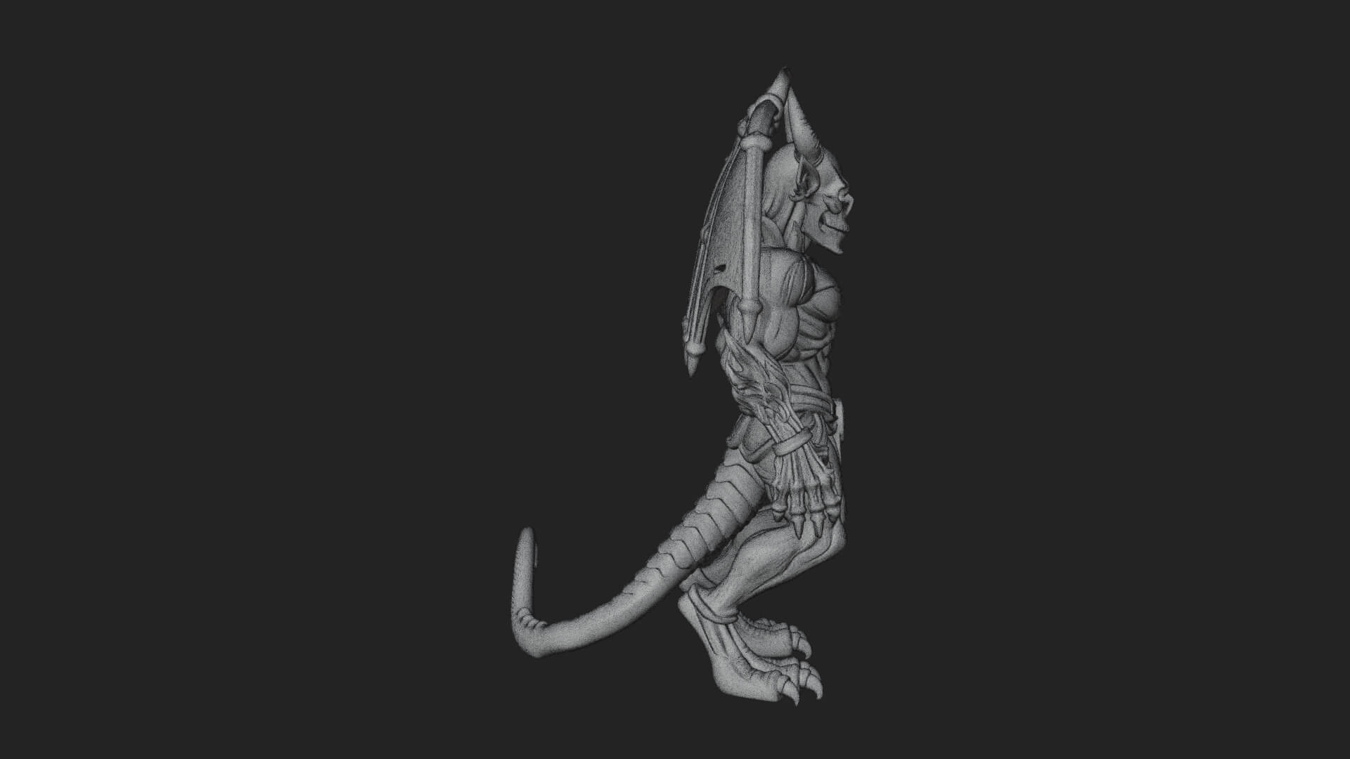 Winged Horned Demon Statue Design 4 3D Print Model 3D Model