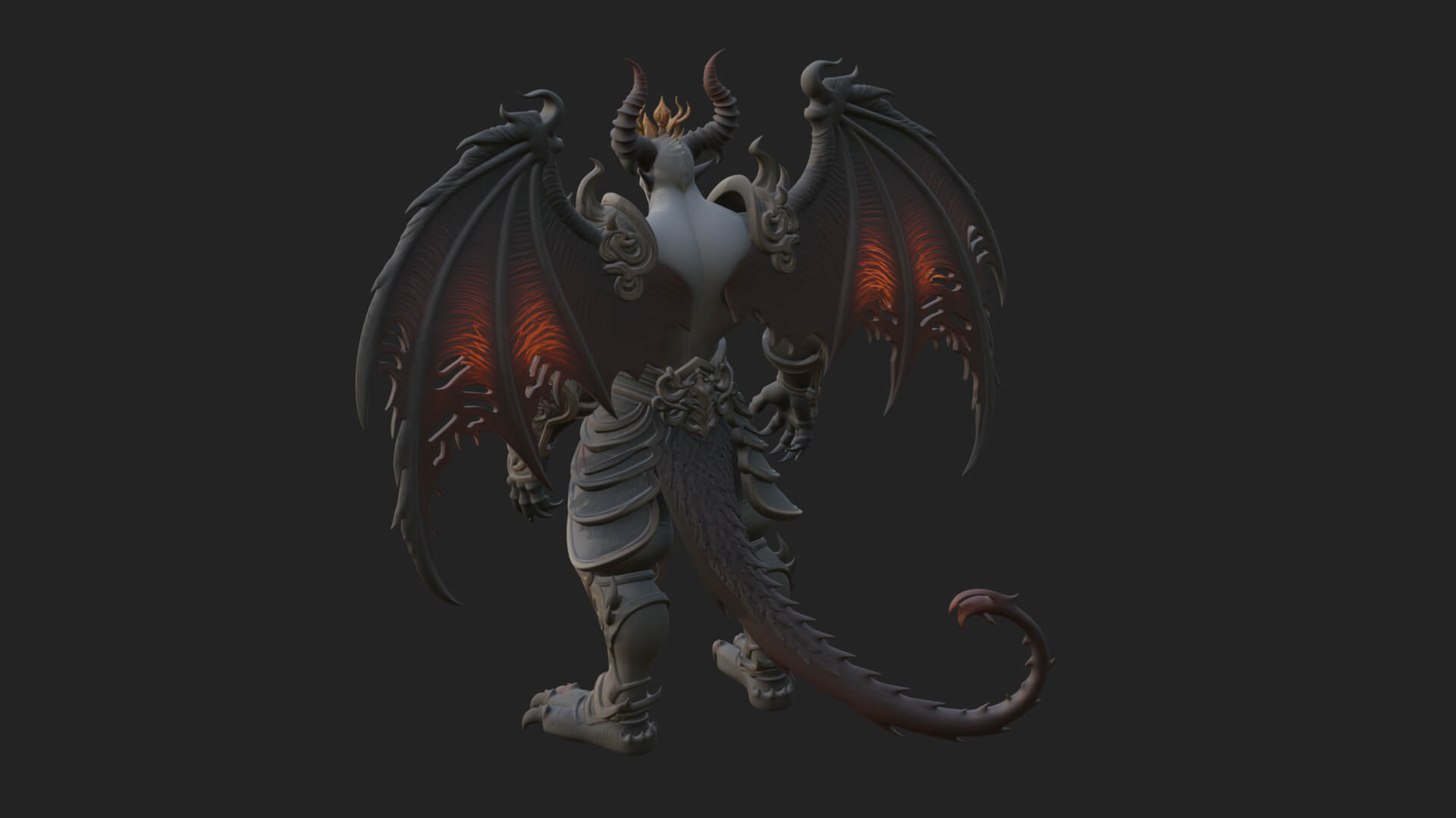 Winged Horned Demon Statue Design 6 3D Print Model 3D Model