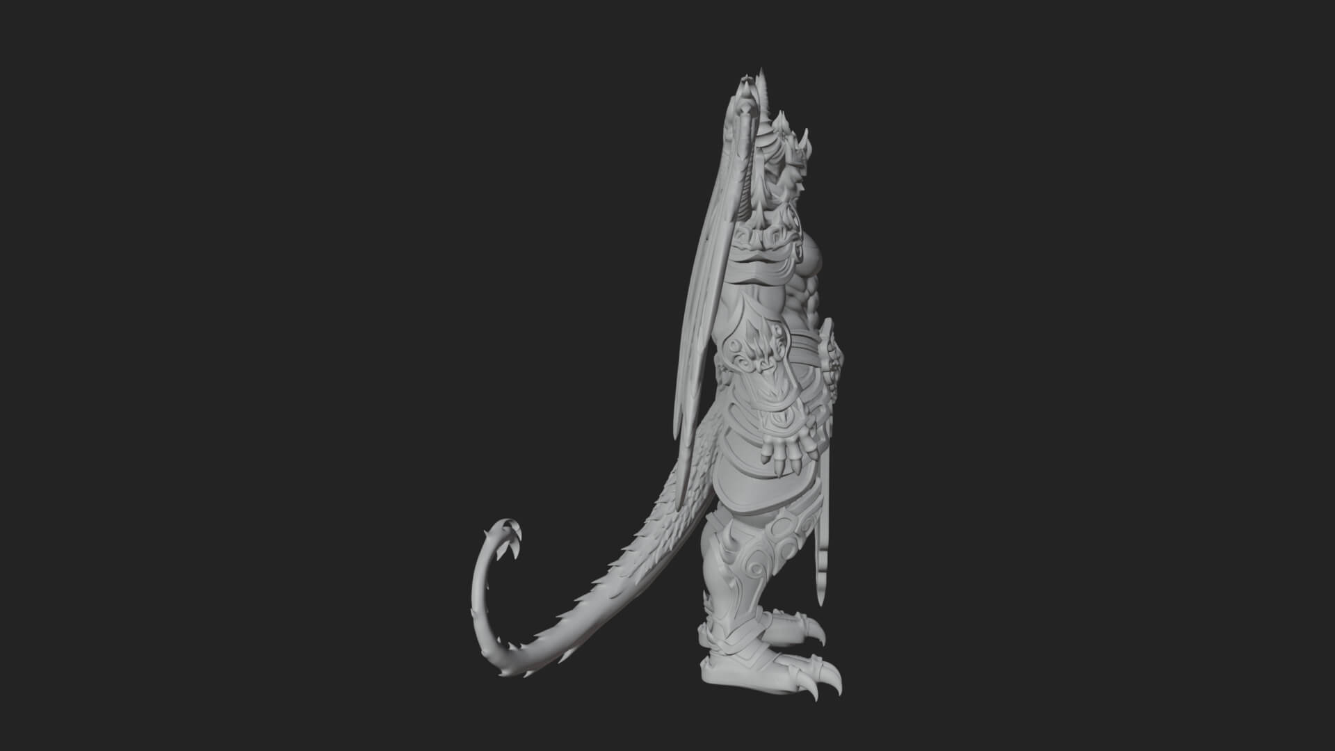 Winged Horned Demon Statue Design 6 3D Print Model 3D Model