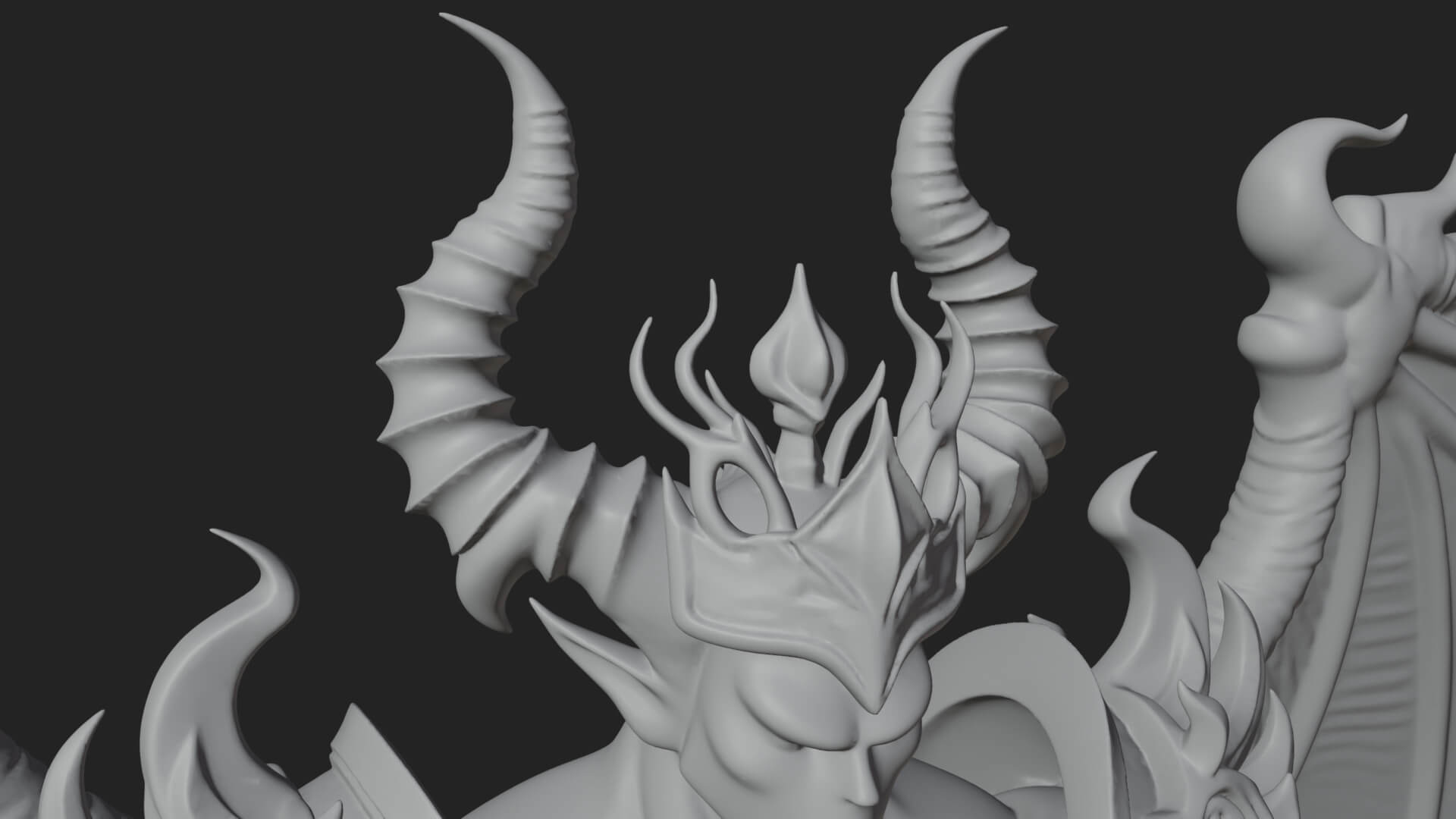 Winged Horned Demon Statue Design 6 3D Print Model 3D Model