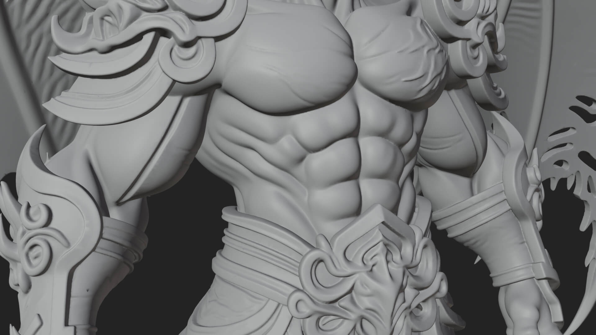 Winged Horned Demon Statue Design 6 3D Print Model 3D Model