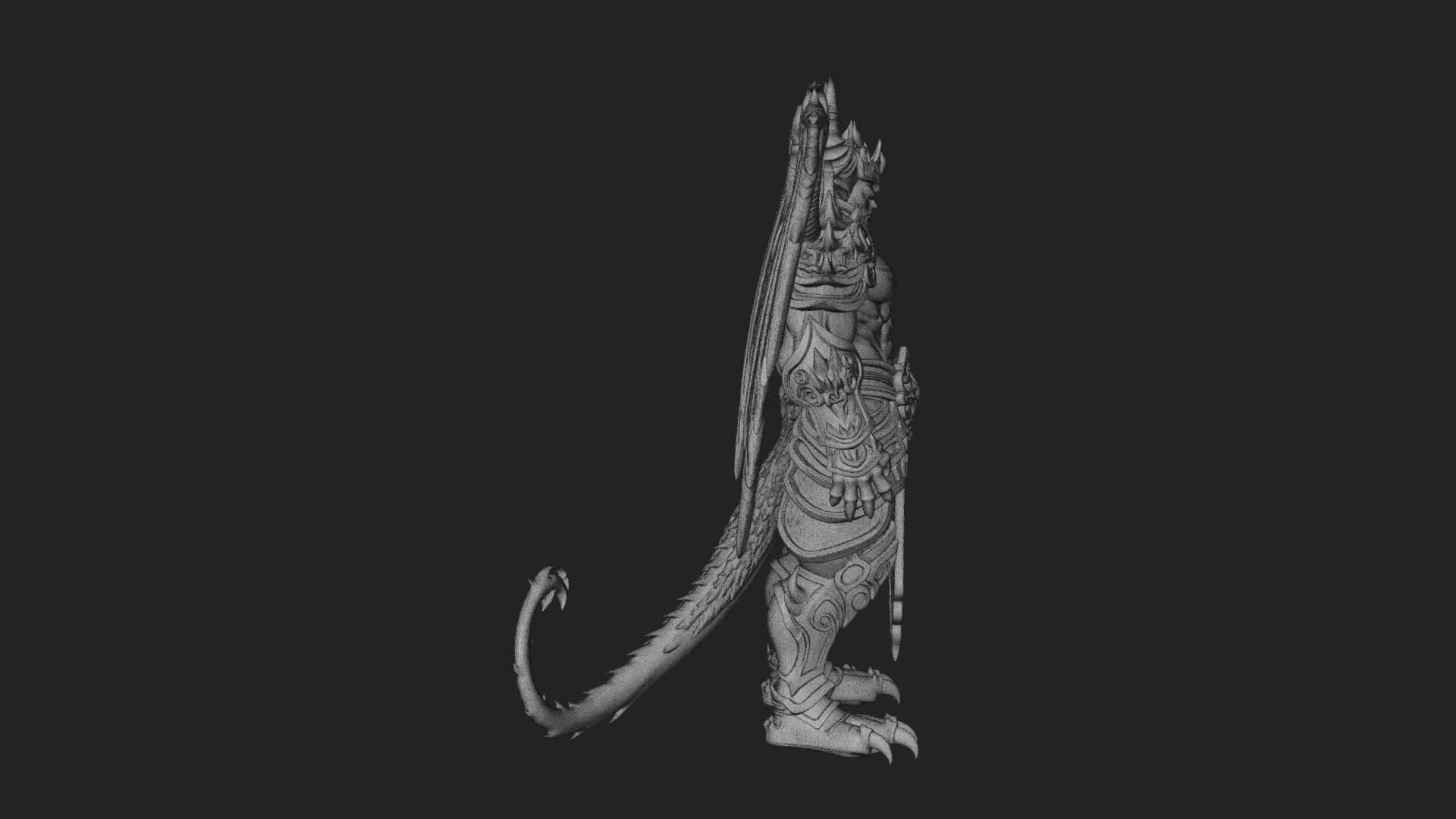 Winged Horned Demon Statue Design 6 3D Print Model 3D Model