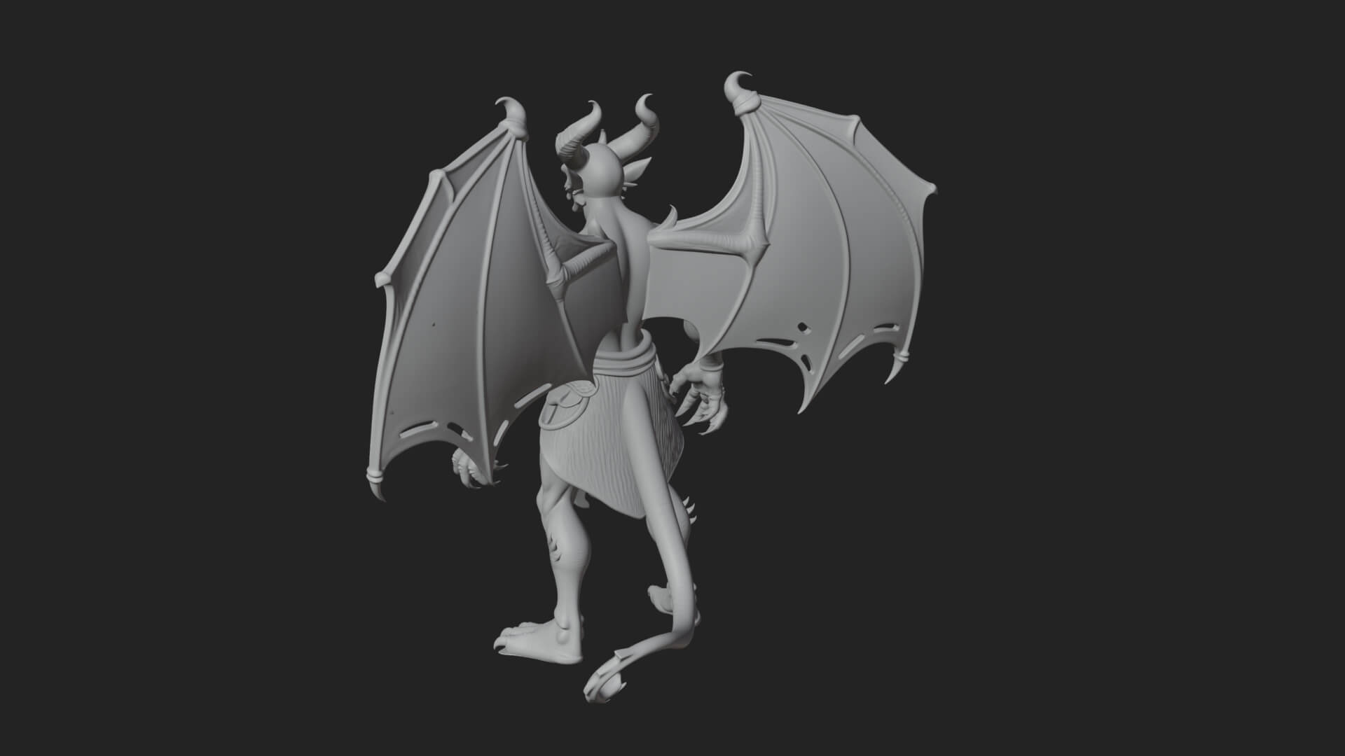 Winged Horned Demon Statue Design 7 3D Print Model 3D Model