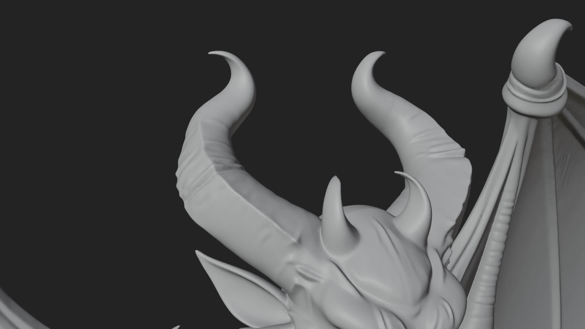 Winged Horned Demon Statue Design 7 3D Print Model 3D Model