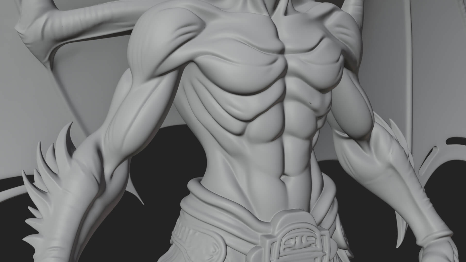 Winged Horned Demon Statue Design 7 3D Print Model 3D Model