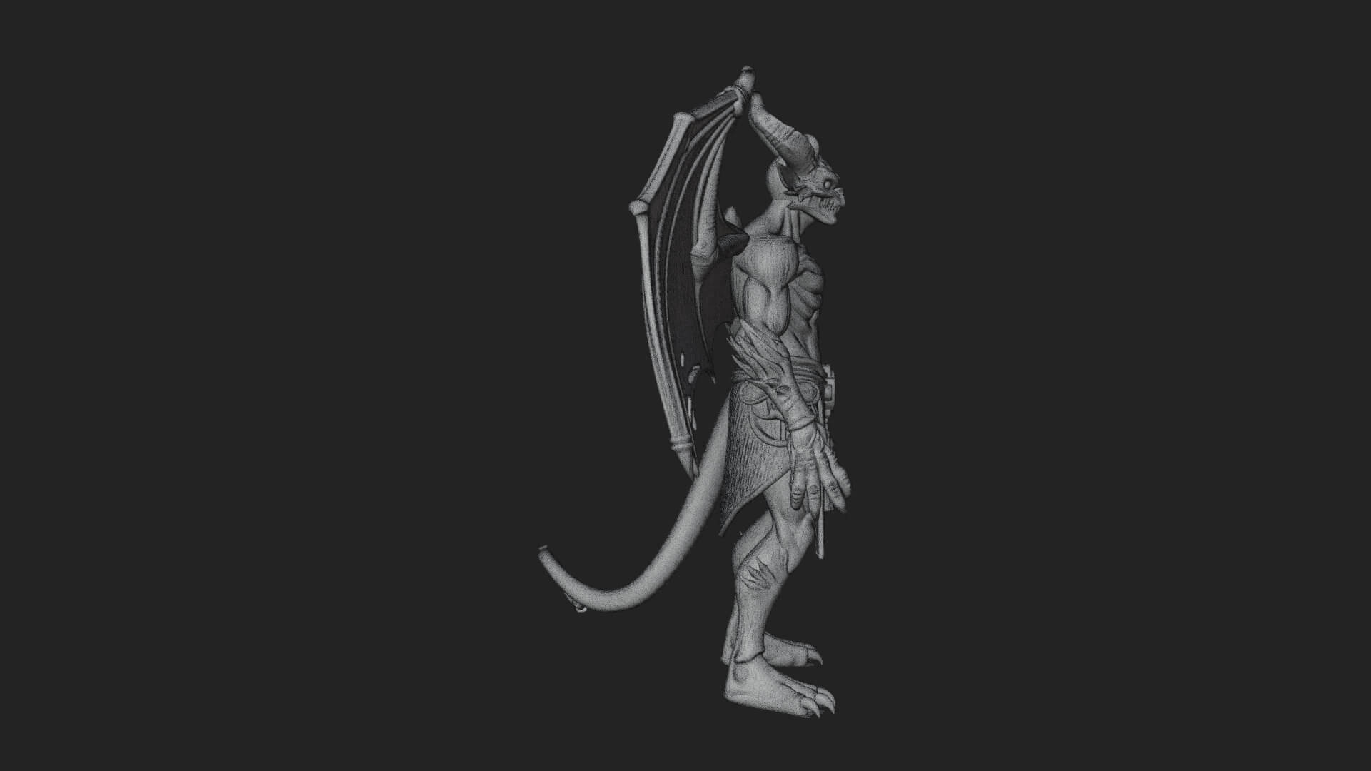 Winged Horned Demon Statue Design 7 3D Print Model 3D Model