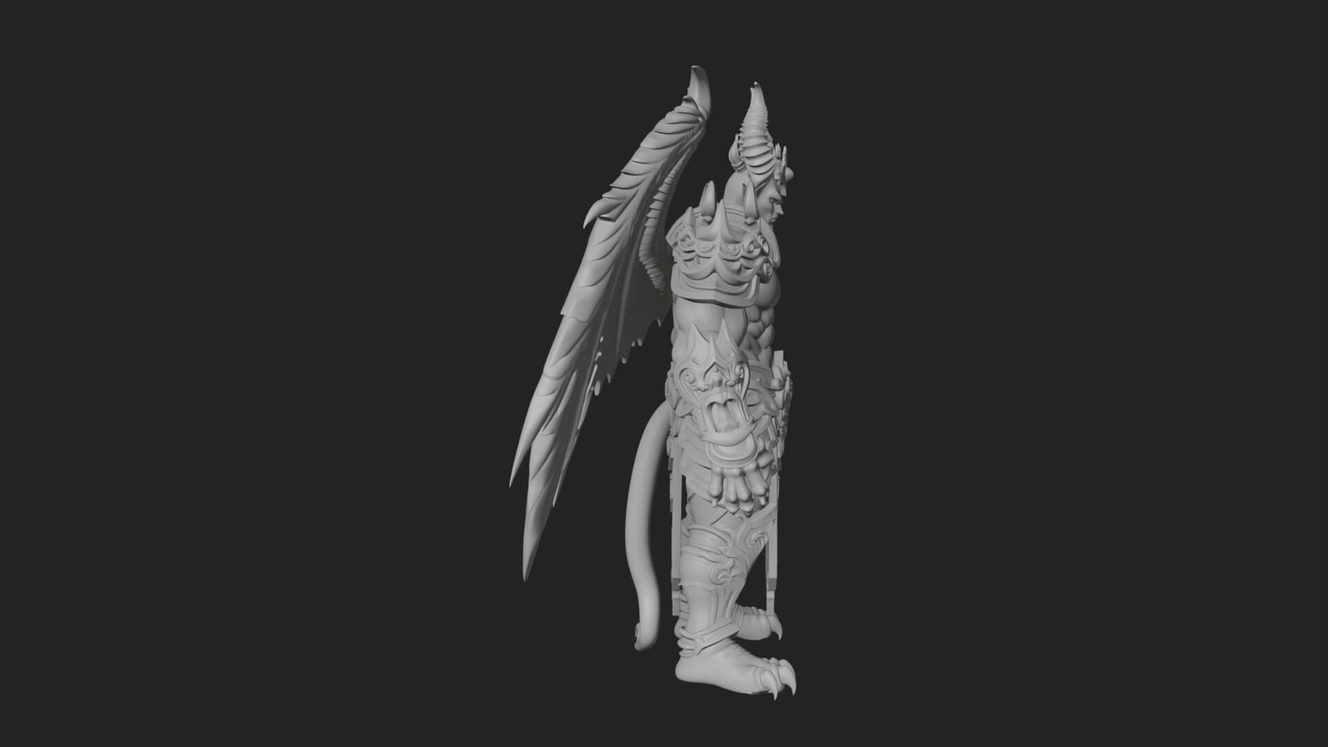 Winged Horned Demon Statue Design 8 3D Print Model 3D Model