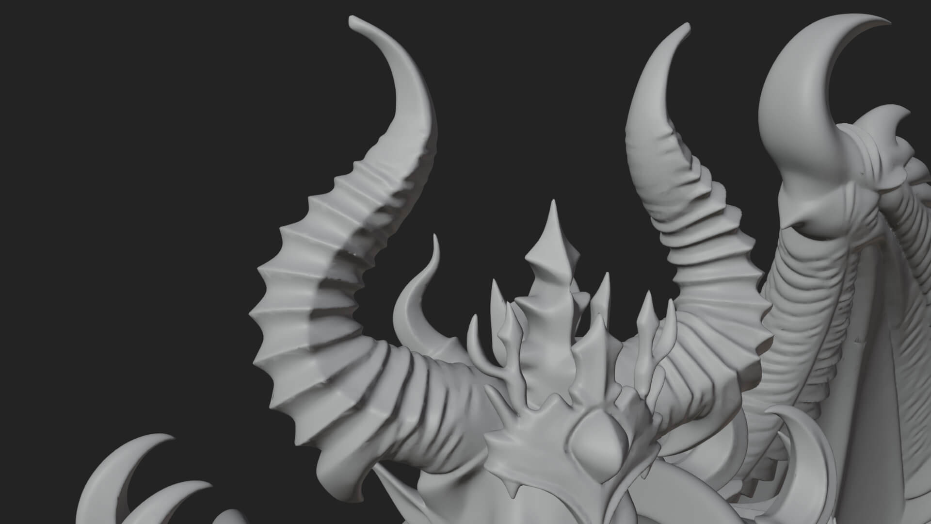 Winged Horned Demon Statue Design 8 3D Print Model 3D Model