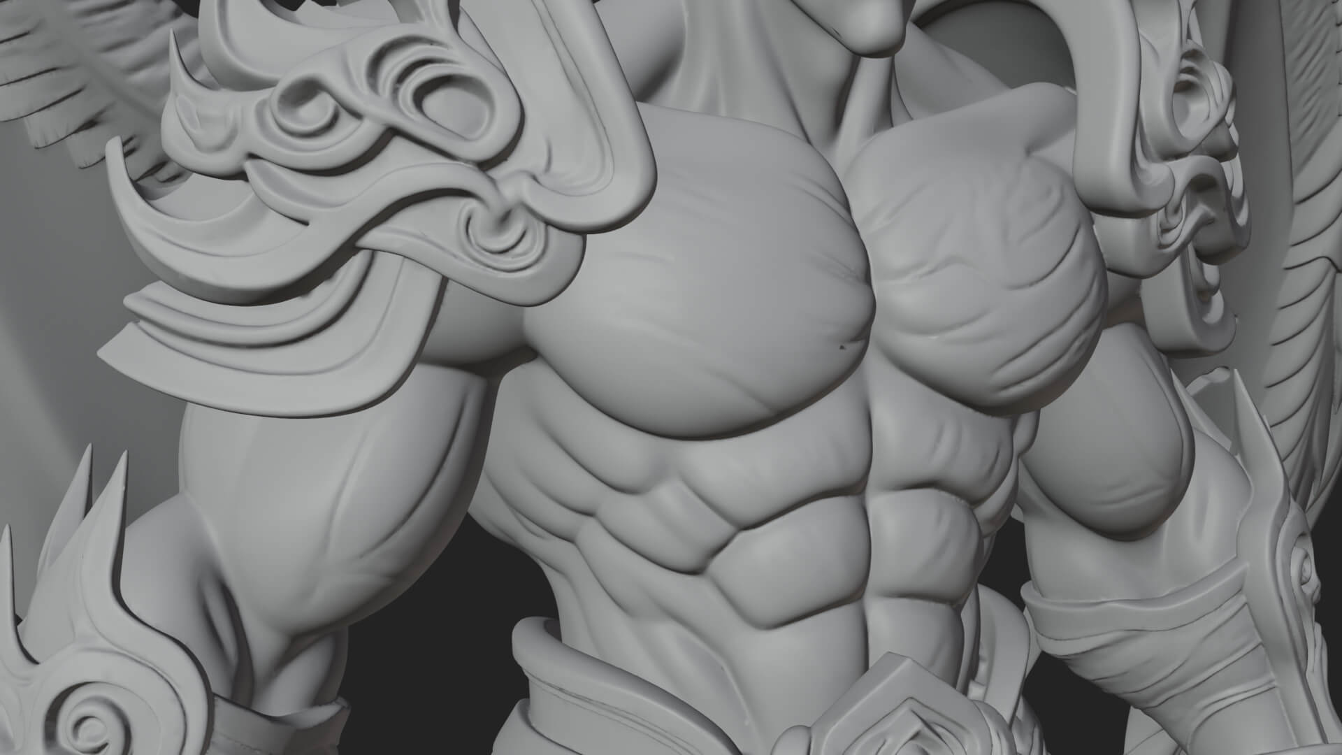 Winged Horned Demon Statue Design 8 3D Print Model 3D Model