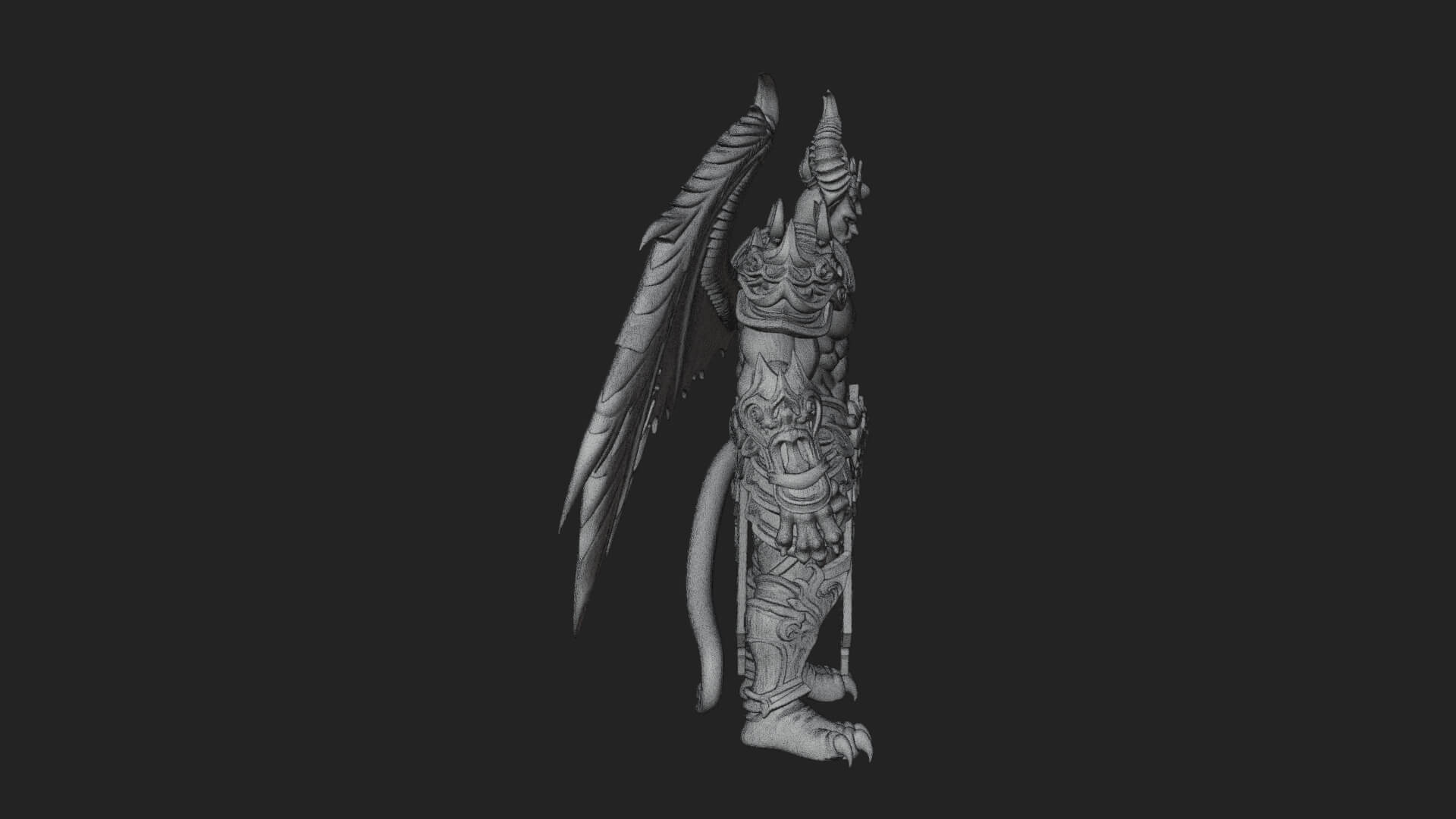 Winged Horned Demon Statue Design 8 3D Print Model 3D Model