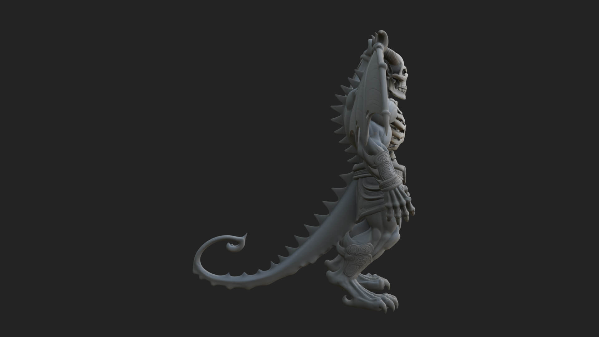 Winged Horned Demon Statue Design 9 3D Print Model 3D Model