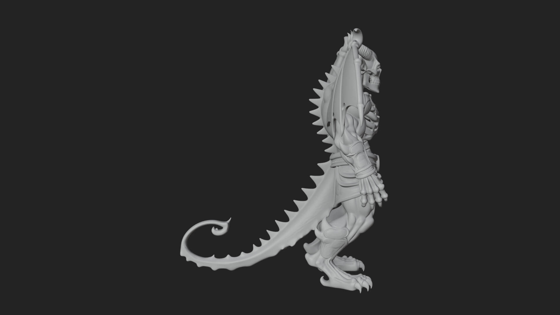 Winged Horned Demon Statue Design 9 3D Print Model 3D Model