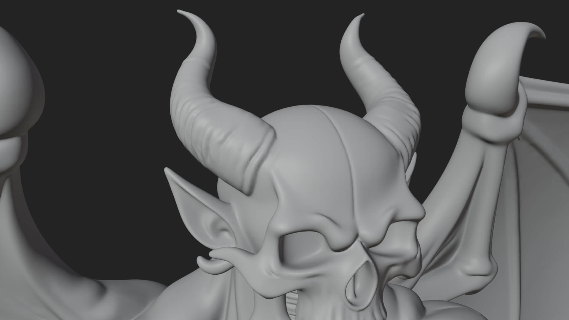 Winged Horned Demon Statue Design 9 3D Print Model 3D Model