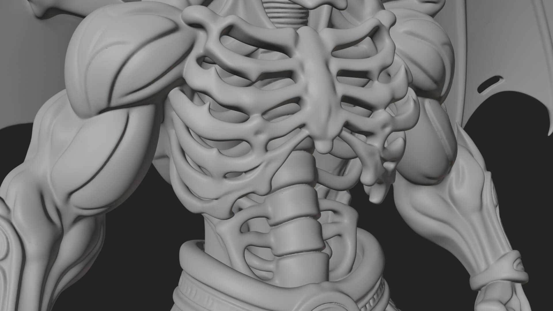 Winged Horned Demon Statue Design 9 3D Print Model 3D Model