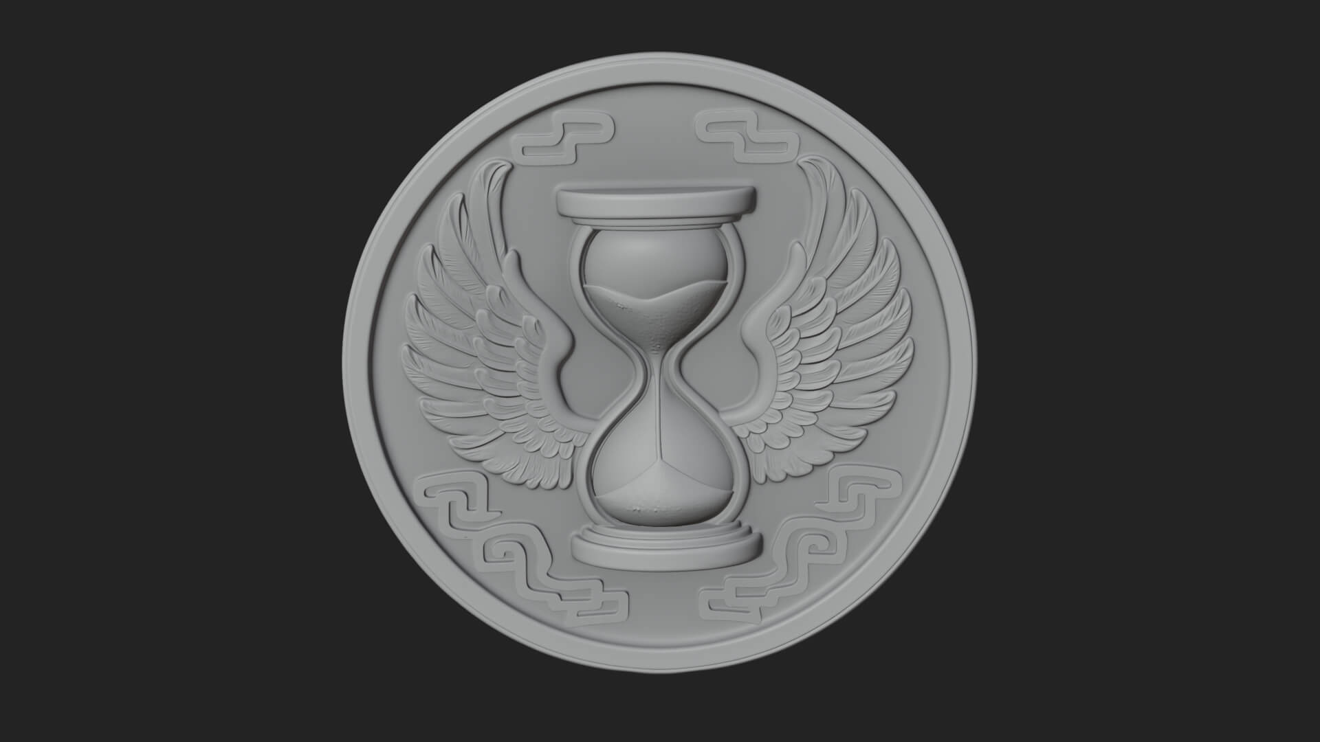 Winged Hourglass Oval Plaque Design 1 3D Print Model 3D Model