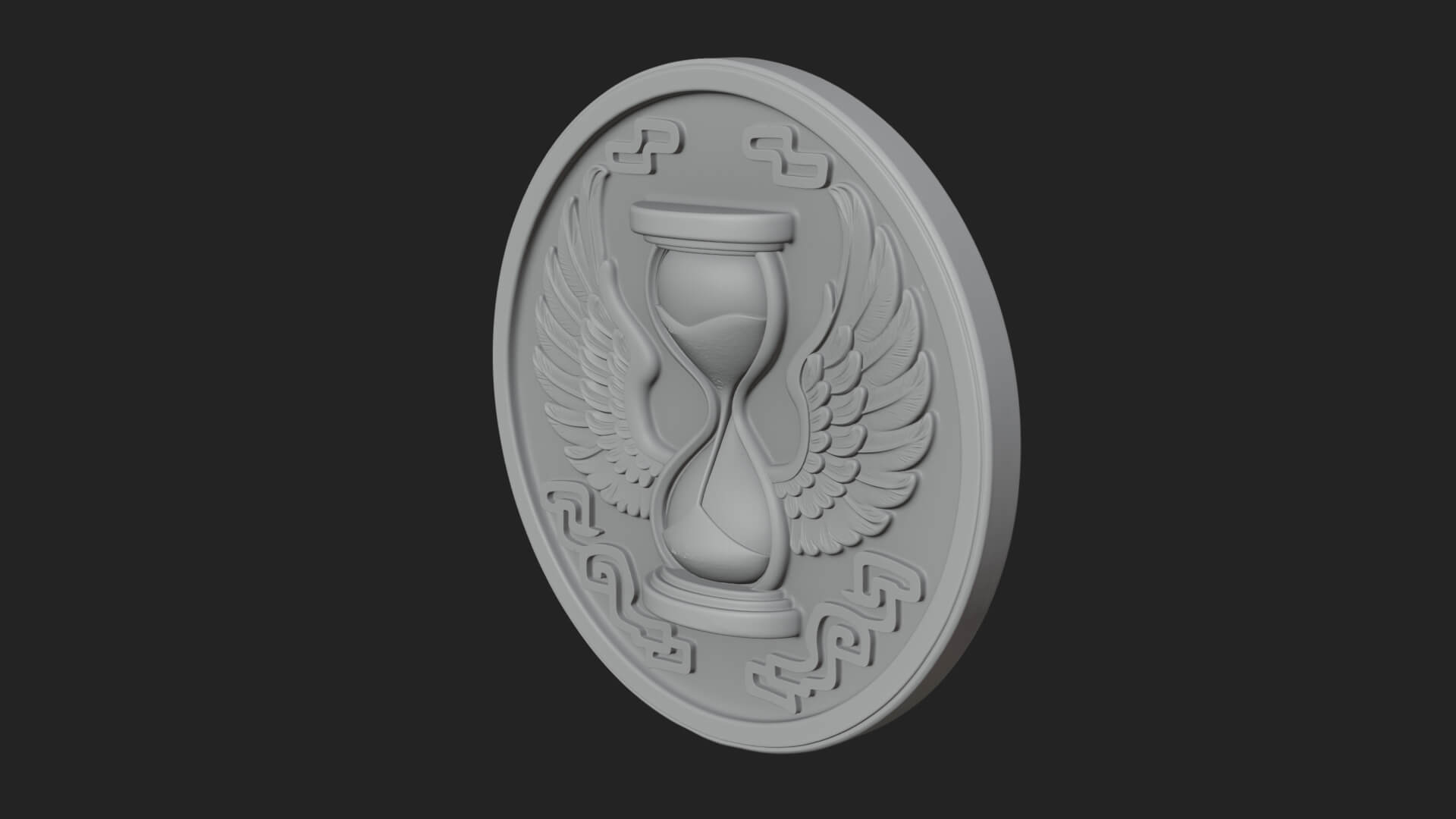 Winged Hourglass Oval Plaque Design 1 3D Print Model 3D Model
