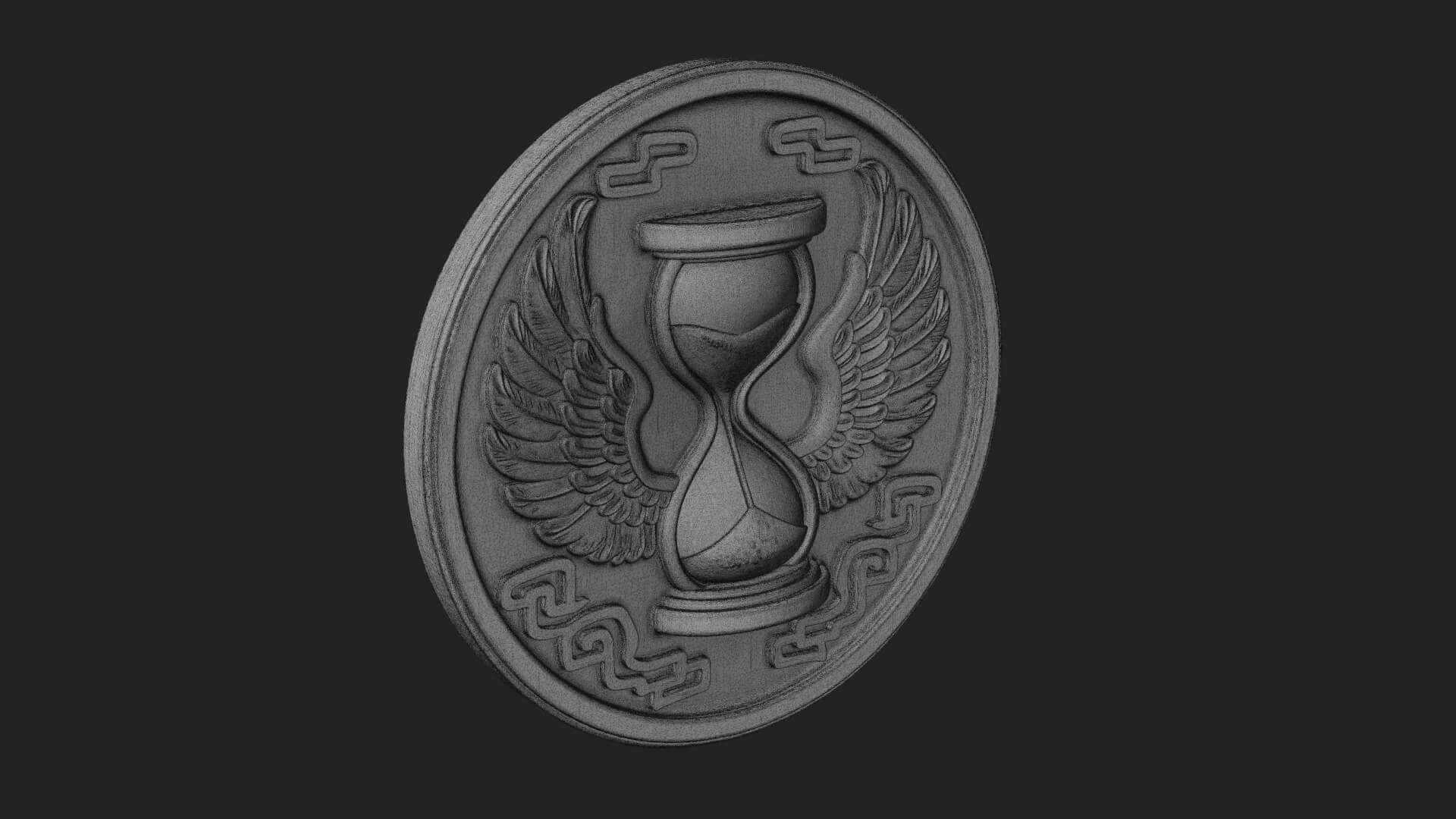 Winged Hourglass Oval Plaque Design 1 3D Print Model 3D Model